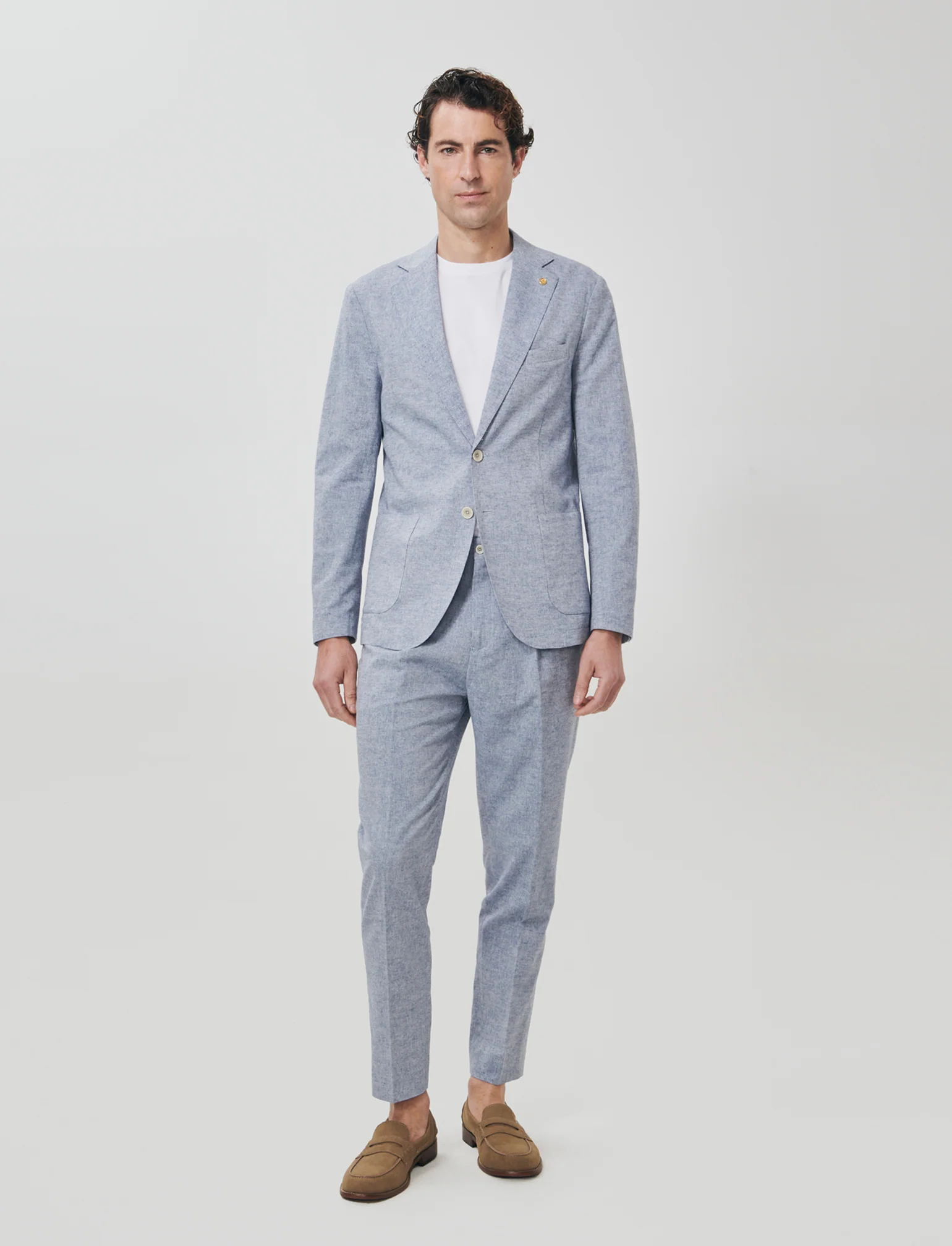 Blazer formal fit in tessuto misto lino - Blu - Image 3