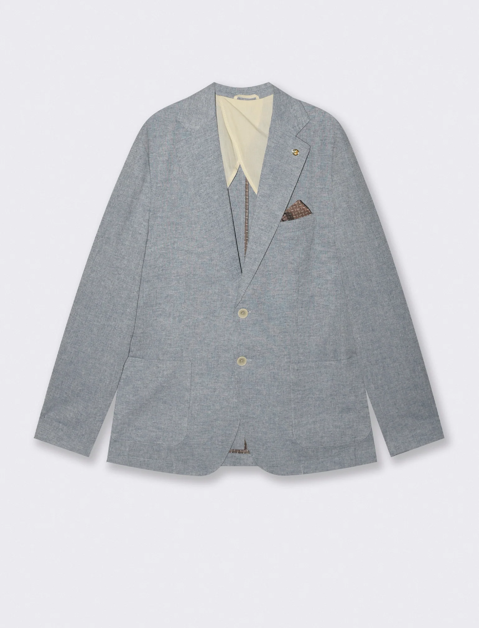 Blazer formal fit in tessuto misto lino - Blu - Image 4