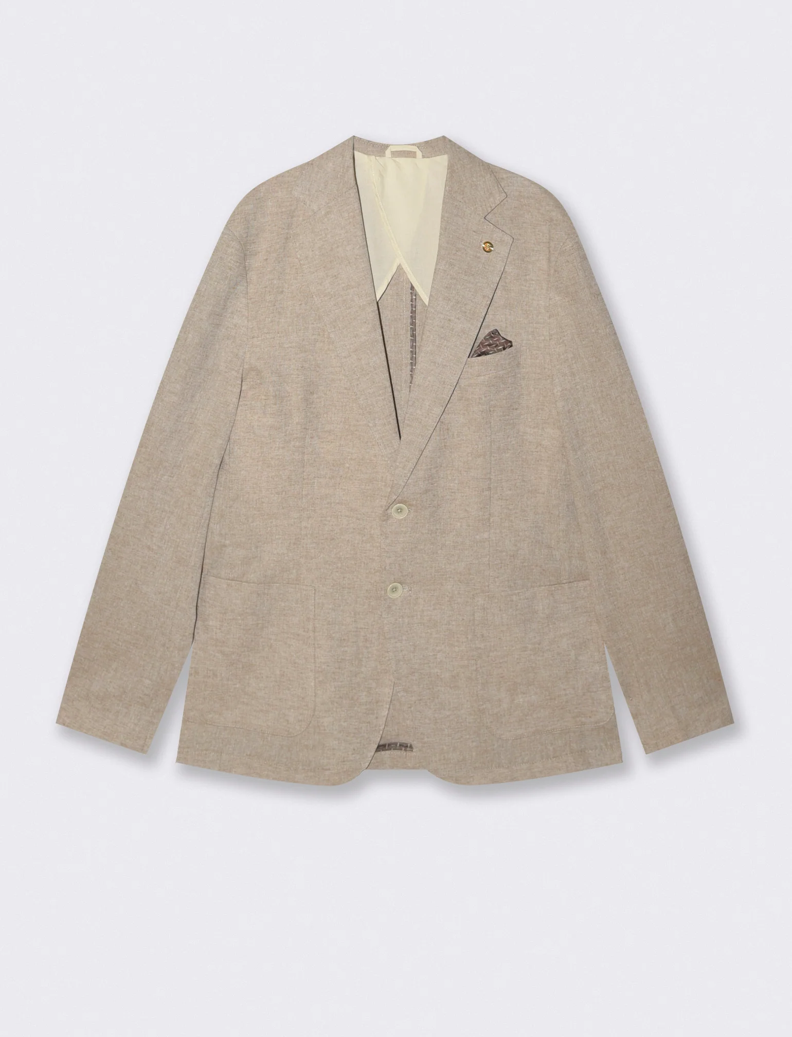 Blazer formal fit in tessuto misto lino - Grigio tortora - Image 4