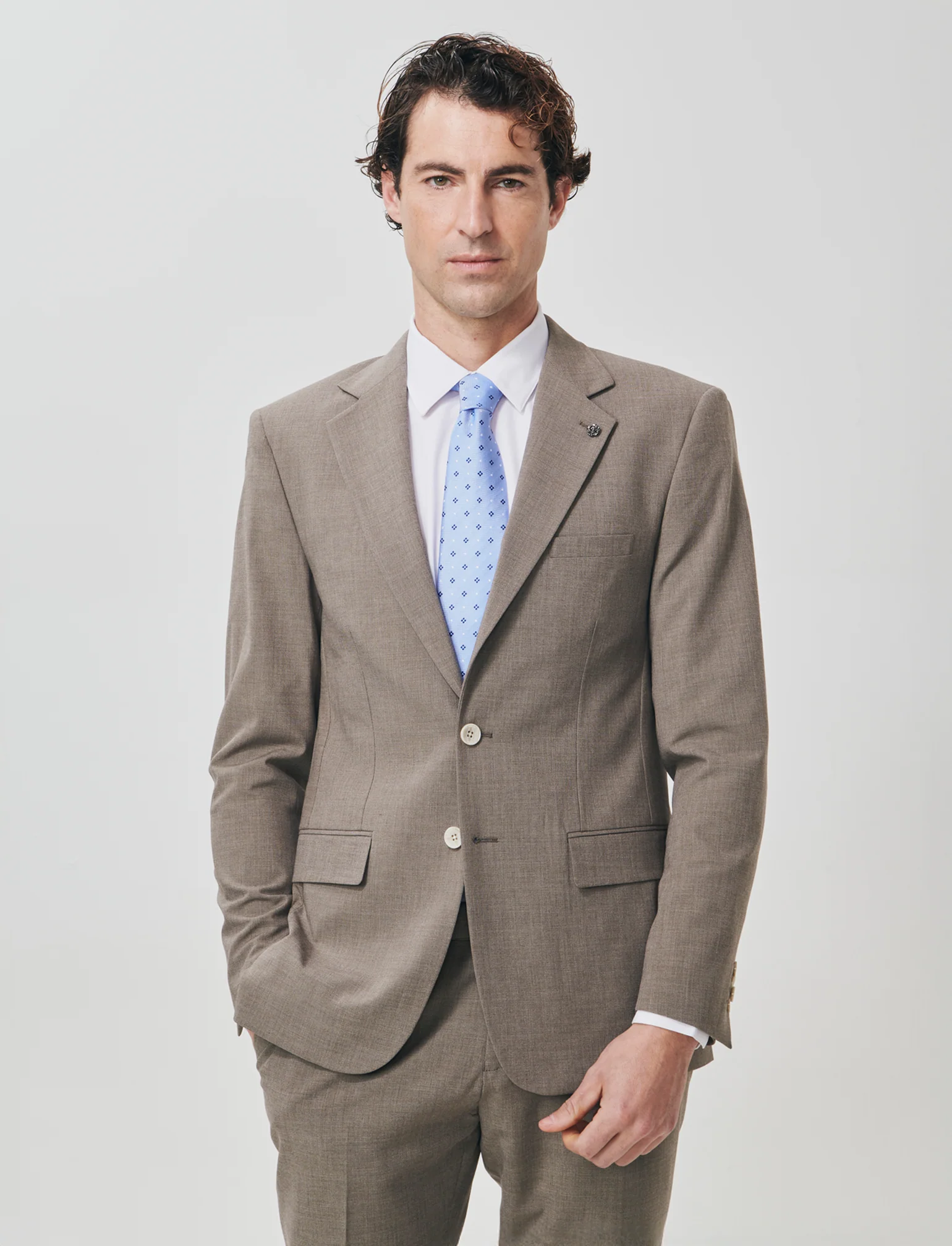 Blazer formal fit micro struttura melange - Grigio fango - Image 3