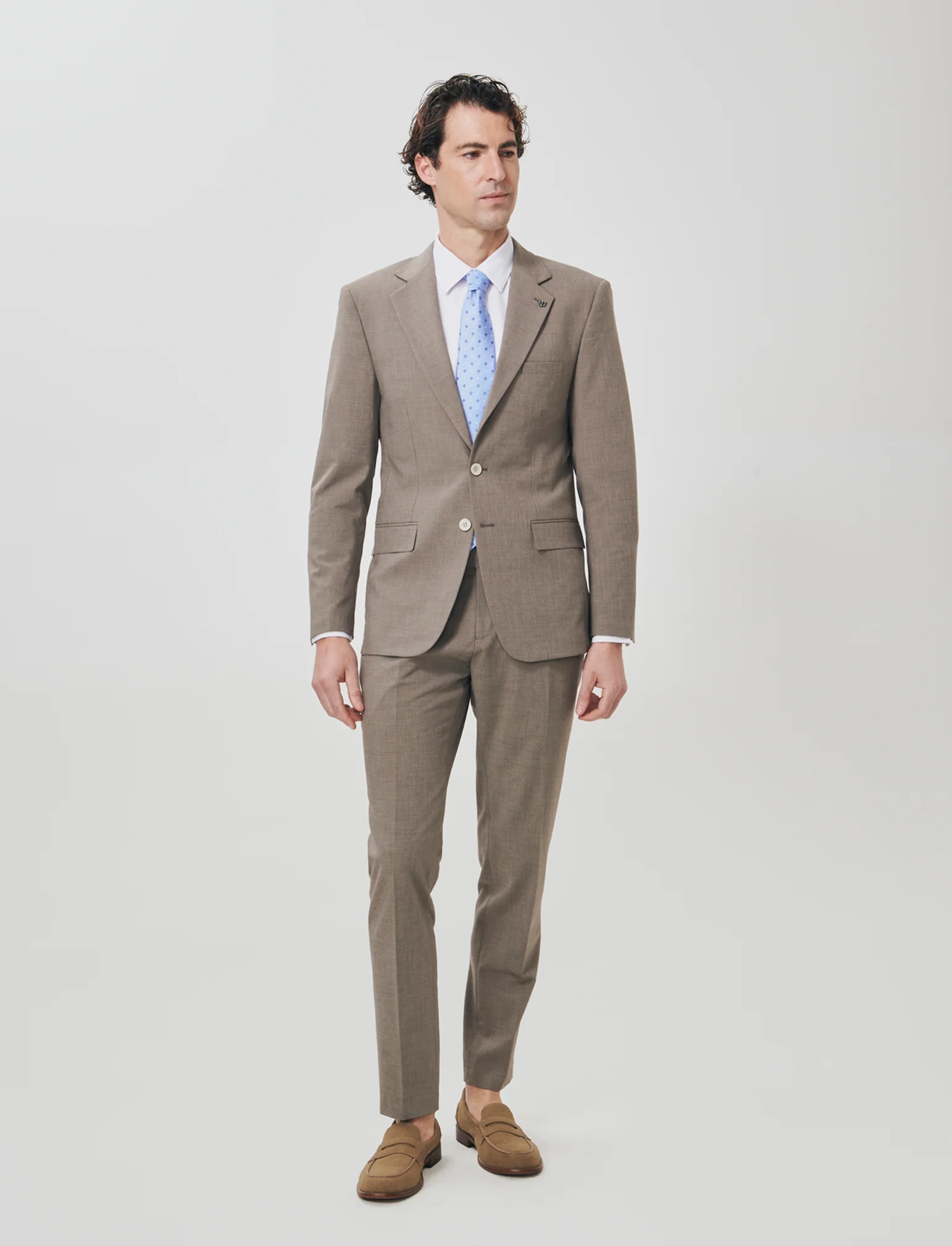 Blazer formal fit micro struttura melange - Grigio fango - Image 4