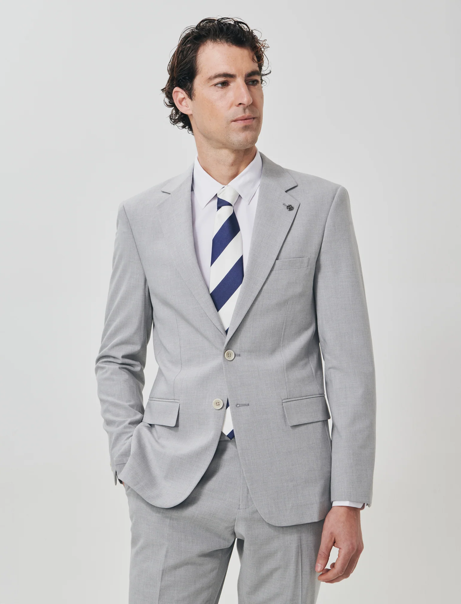 Blazer formal fit micro struttura melange - Grigio mel. - Image 3