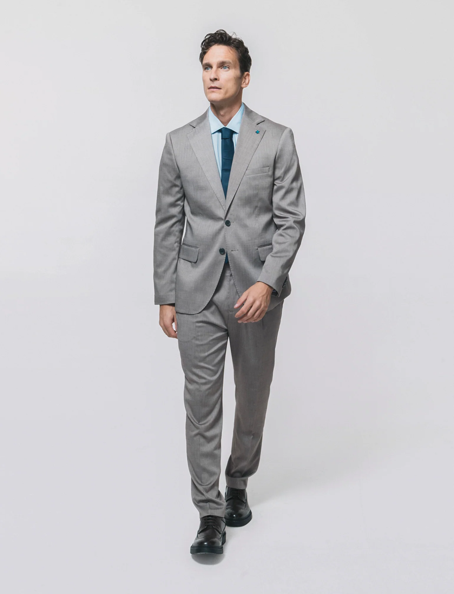 Blazer formale a spina di pesce elegante - Grigio tortora - Image 2