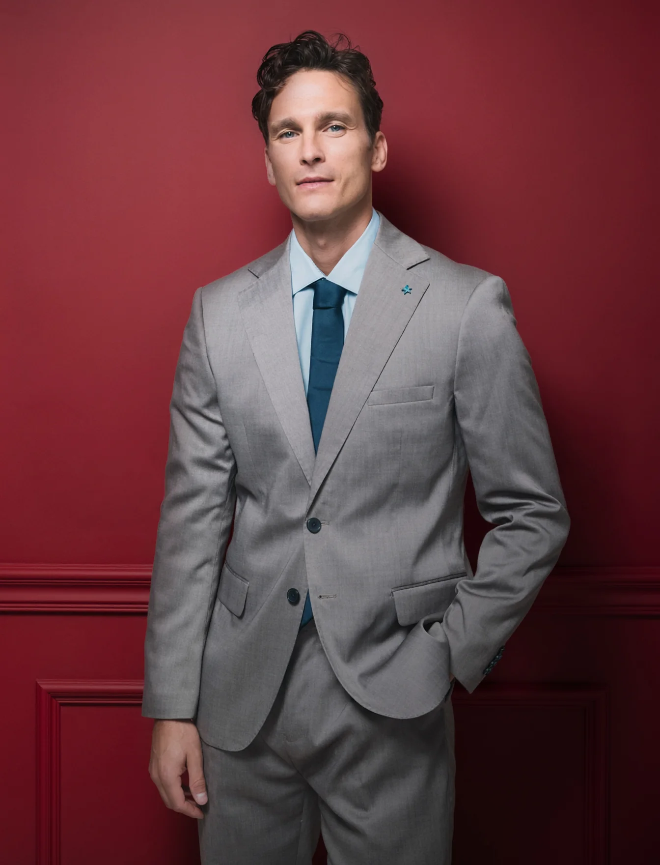 Blazer formale a spina di pesce elegante - Grigio tortora - Image 5