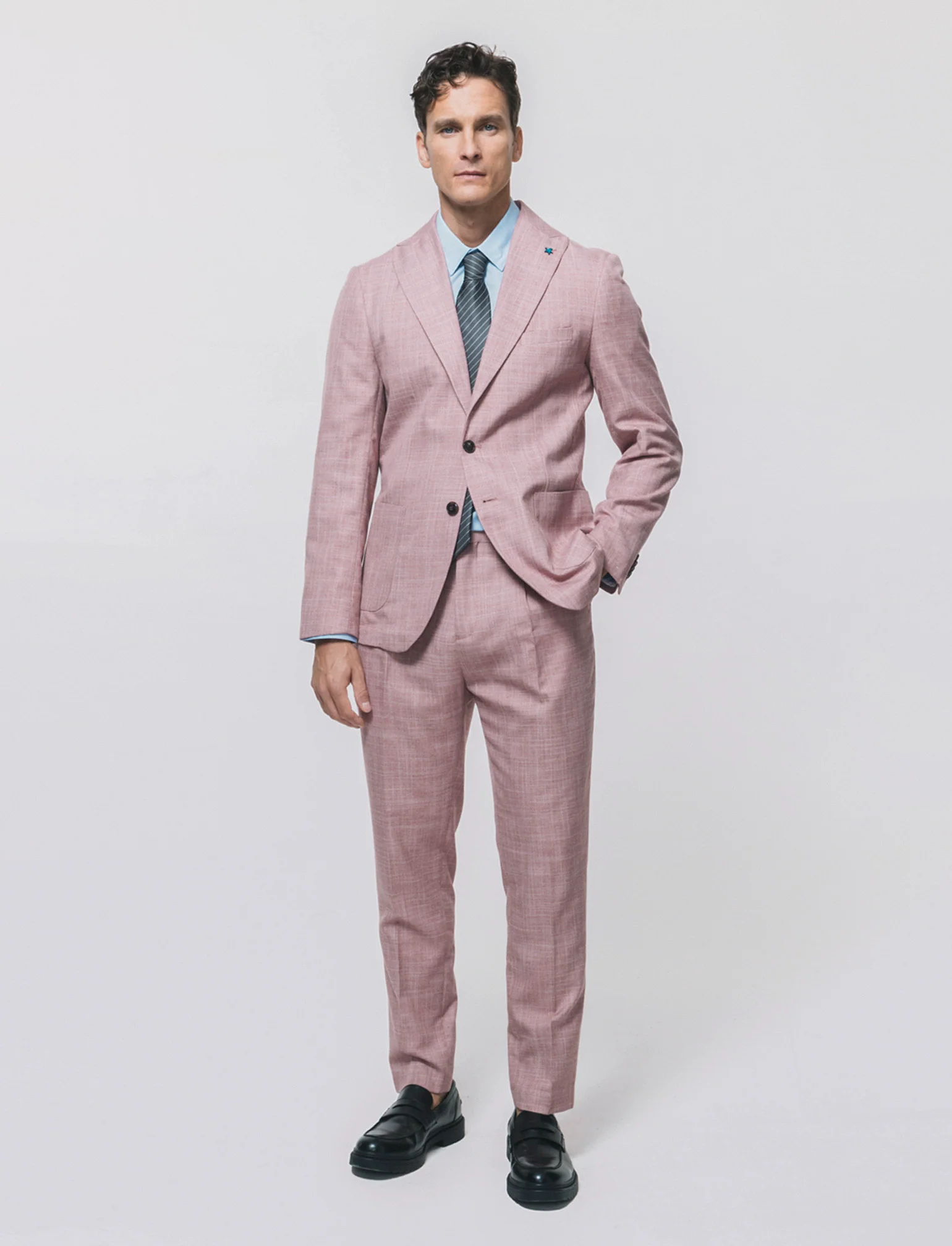Blazer formale in tessuto strutturato - Corallo - Image 4