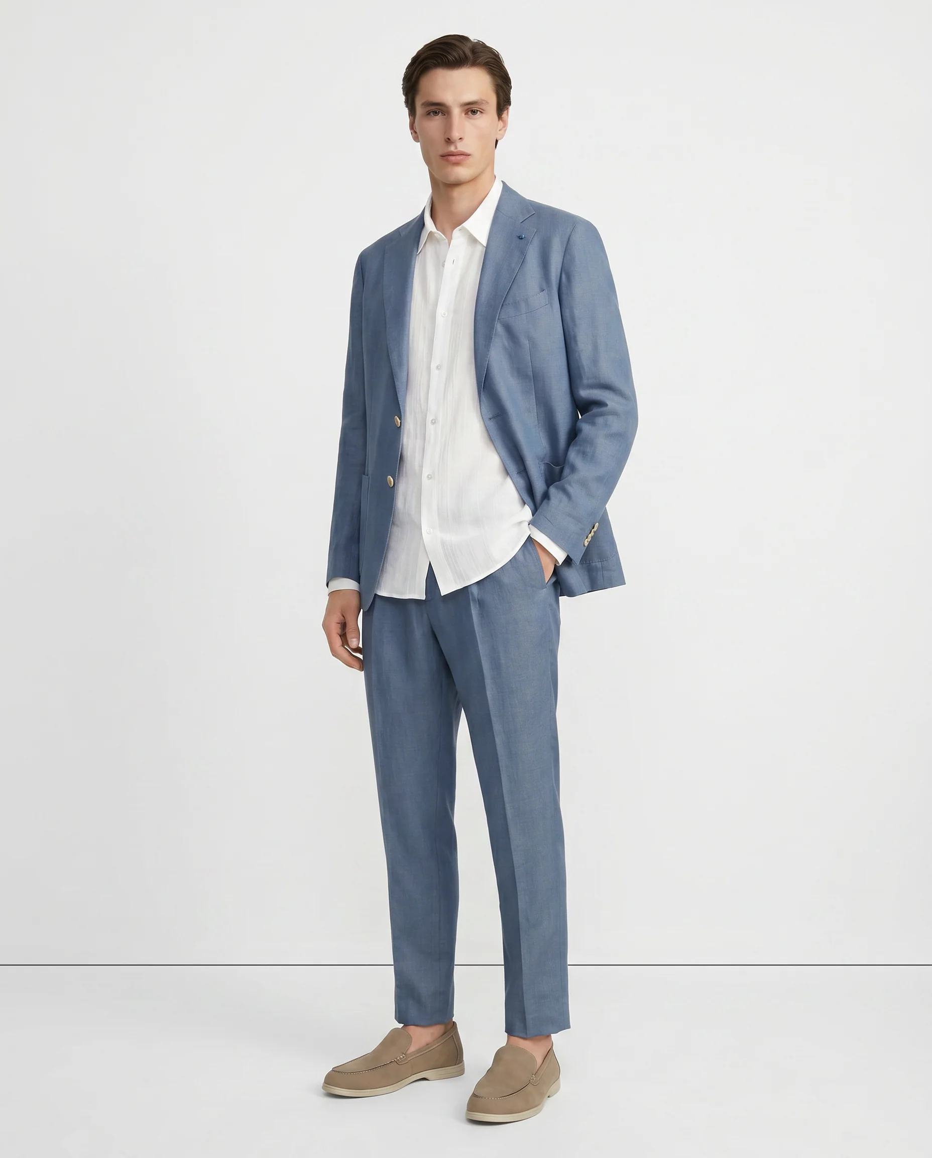 Blazer in puro lino con dettagli eleganti - CARTA DA ZUCCHERO - Image 2