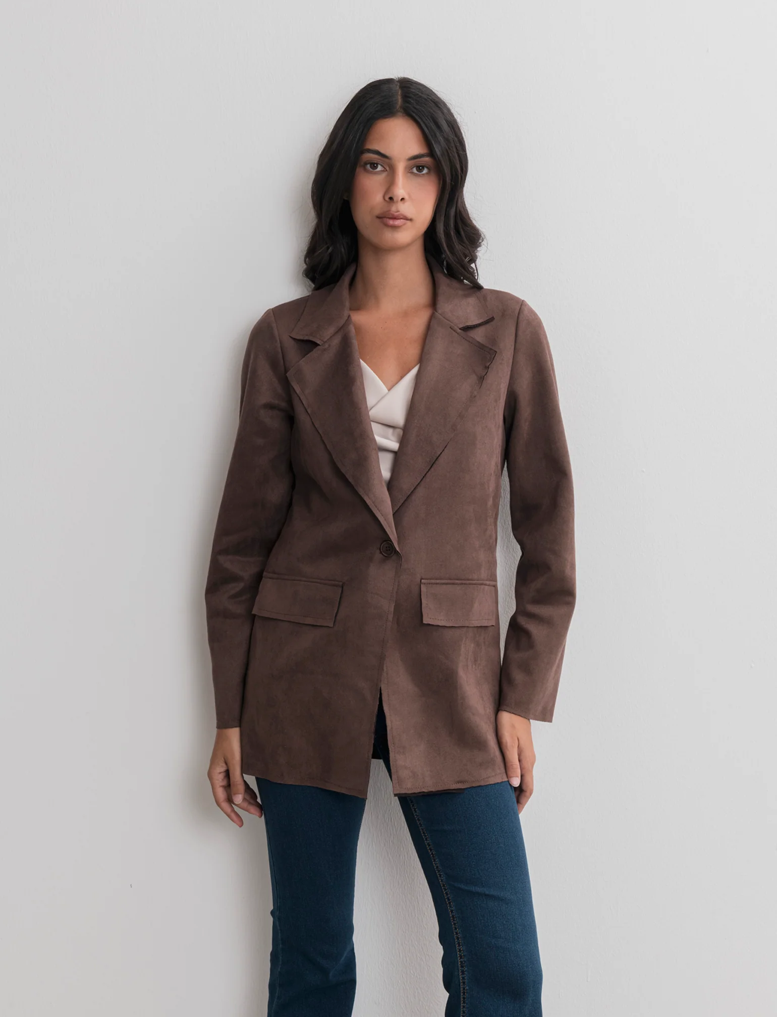BLAZER IN TESSUTO EFFETTO DAINETTO - Moro - Image 3