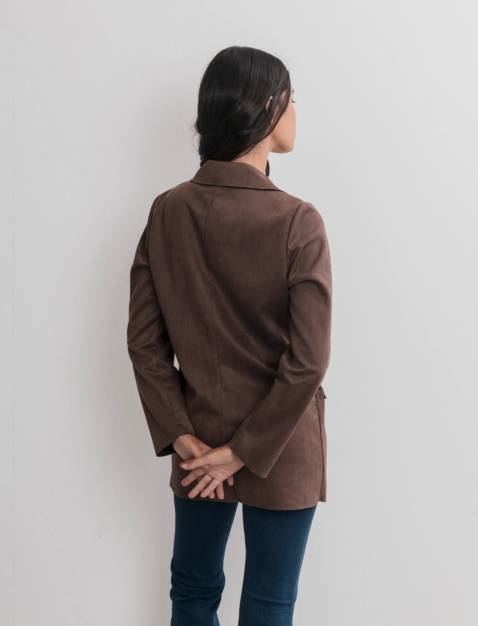 BLAZER IN TESSUTO EFFETTO DAINETTO - Moro - Image 4