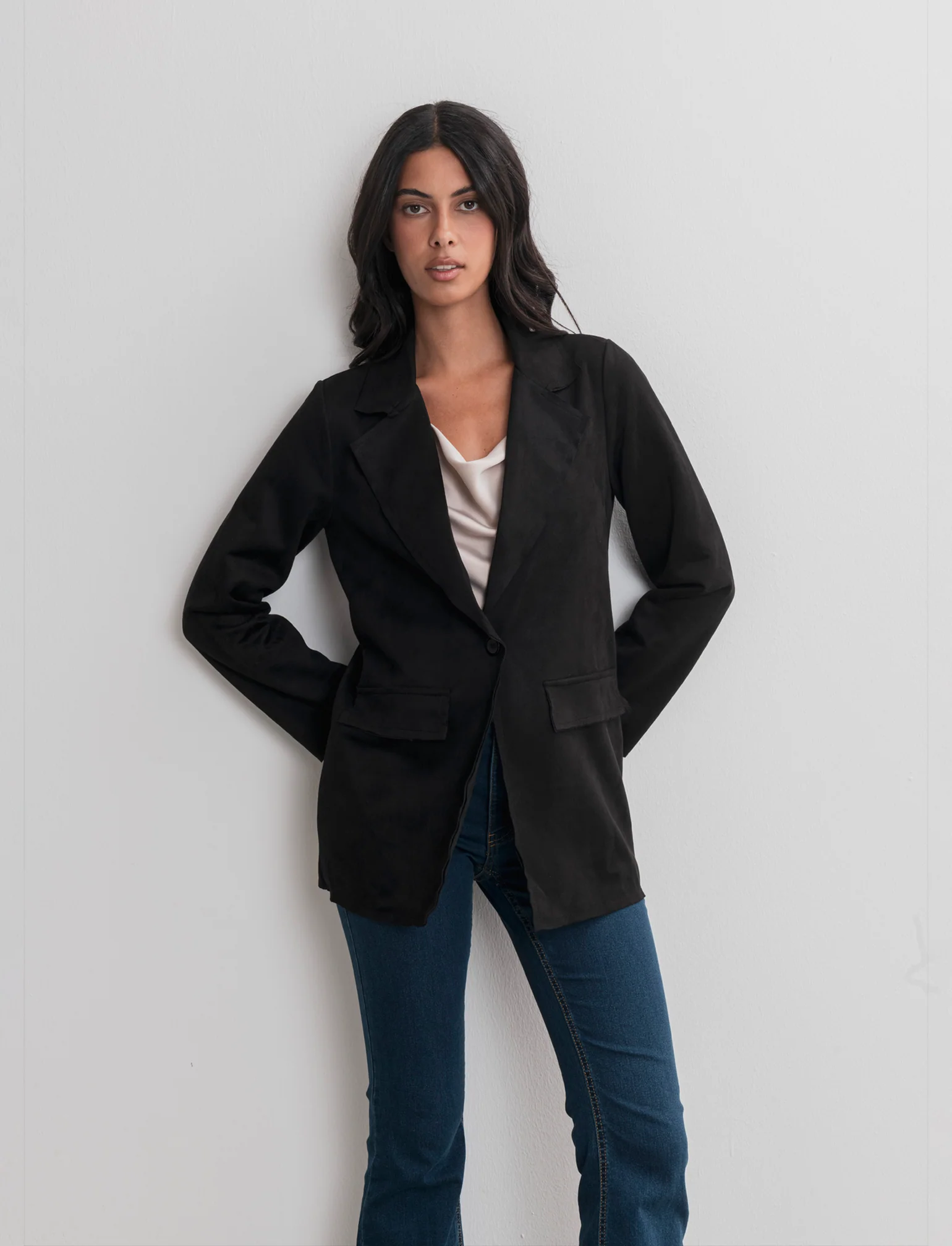 BLAZER IN TESSUTO EFFETTO DAINETTO - Nero - Image 3