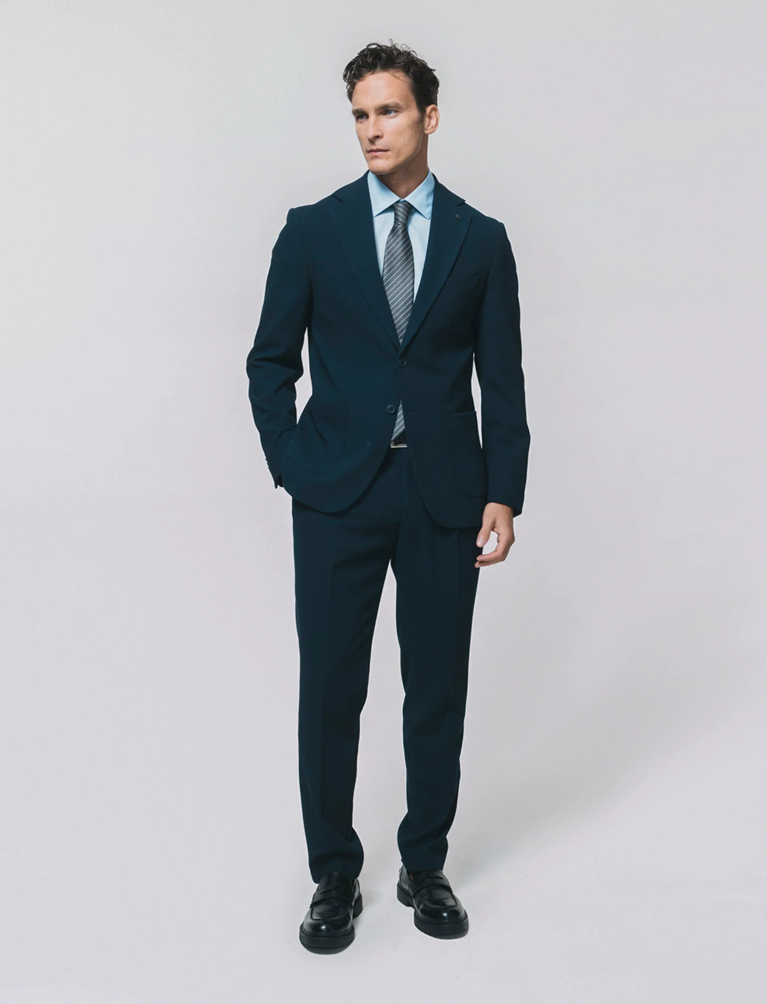 Blazer micro waffel formal fit elegante - Blu - Image 4