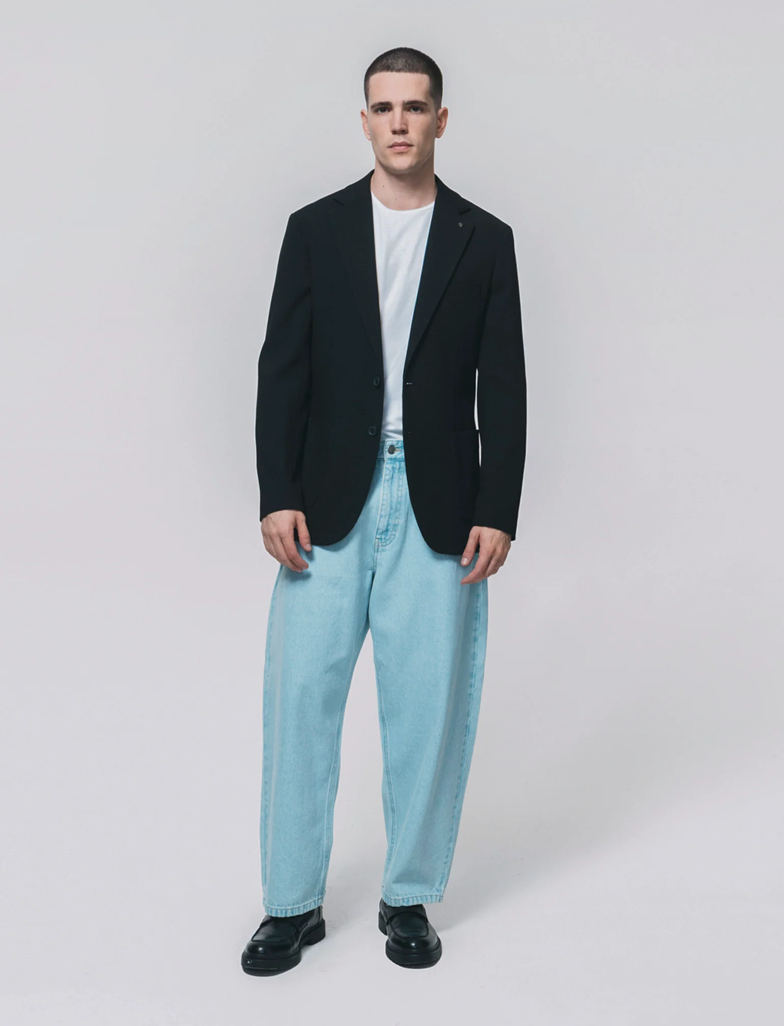 Blazer micro waffel formal fit elegante - Nero - Image 3