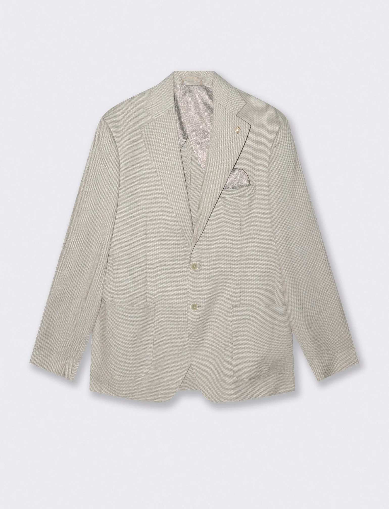 Blazer Oxford con Colletto a Revers - Beige - Image 4