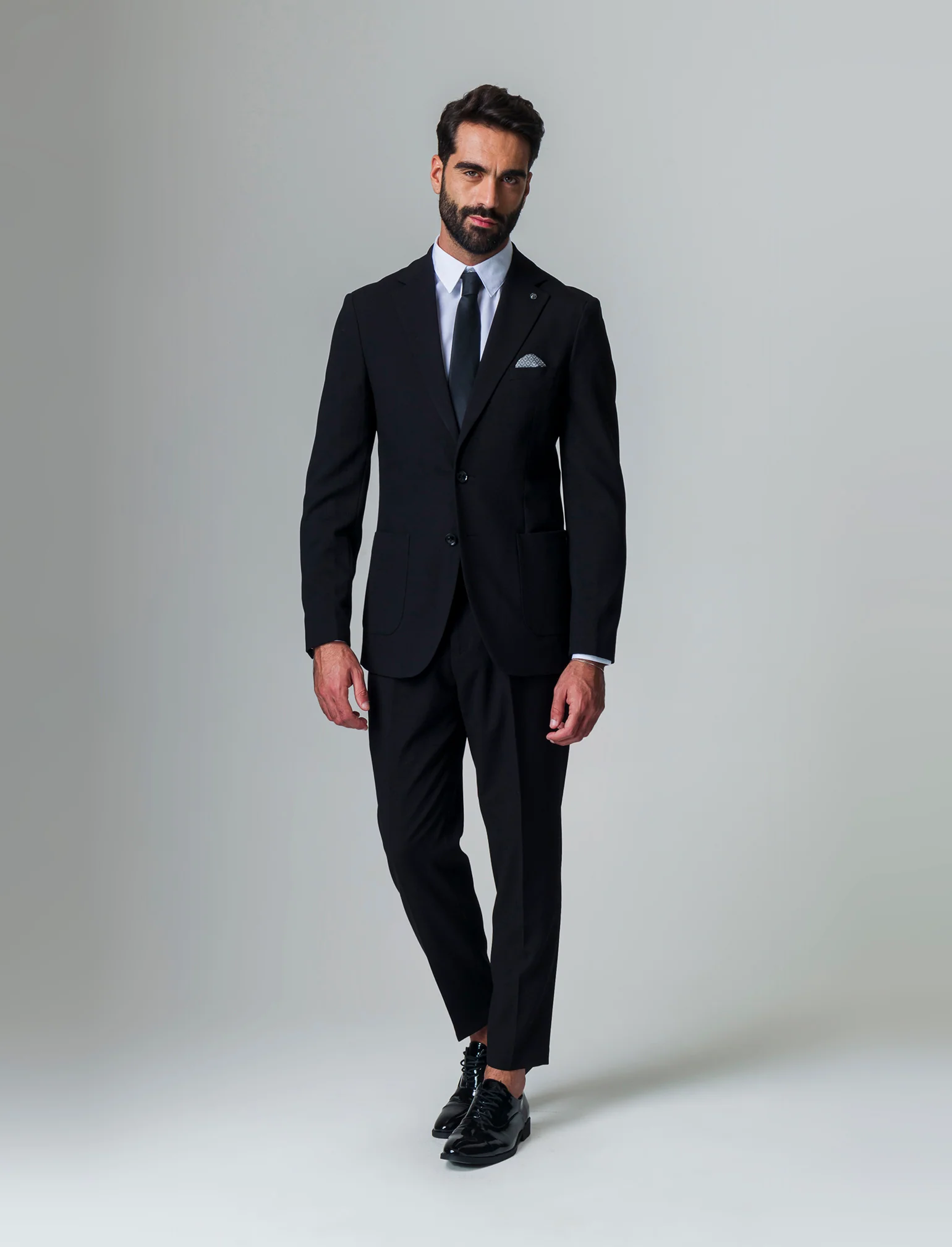 Blazer struttura micro waffel da completo da uomo - Blu - Image 2