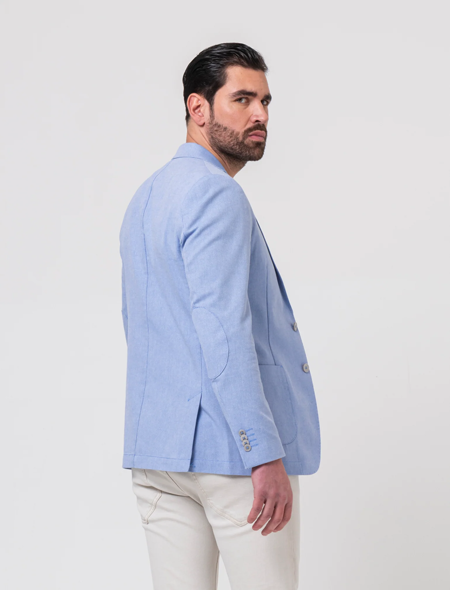 Blazer struttura occhio di pernice da uomo - Celeste