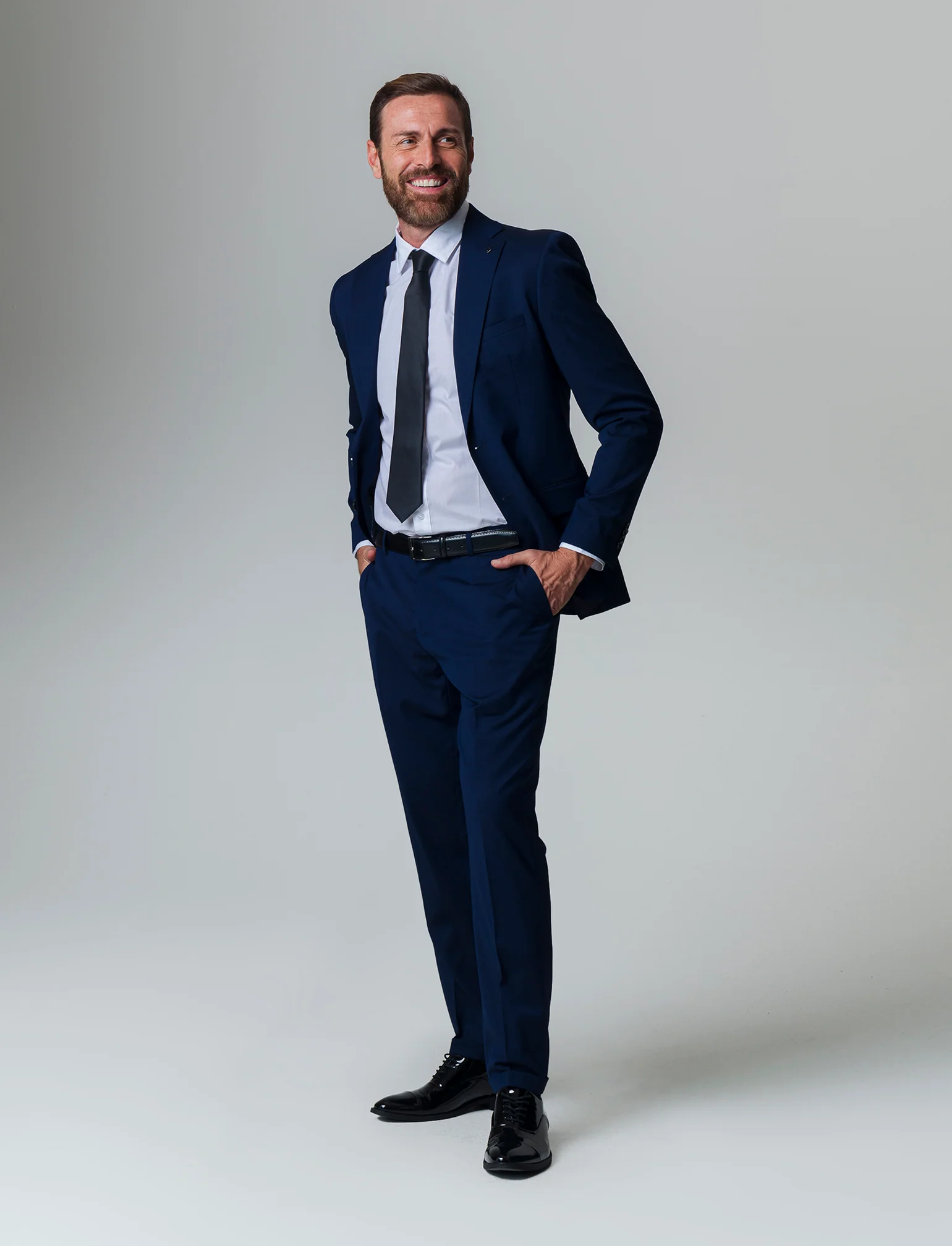 Blazer struttura operata da completo da uomo - Blu - Image 6