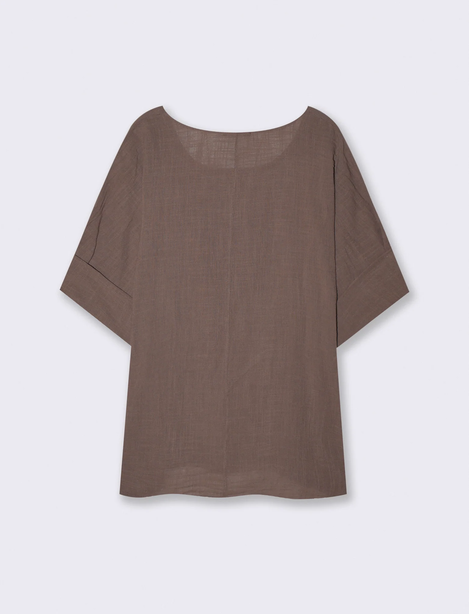 Blusa collo rotondo manica a tre quarti - Grigio fango - Image 2