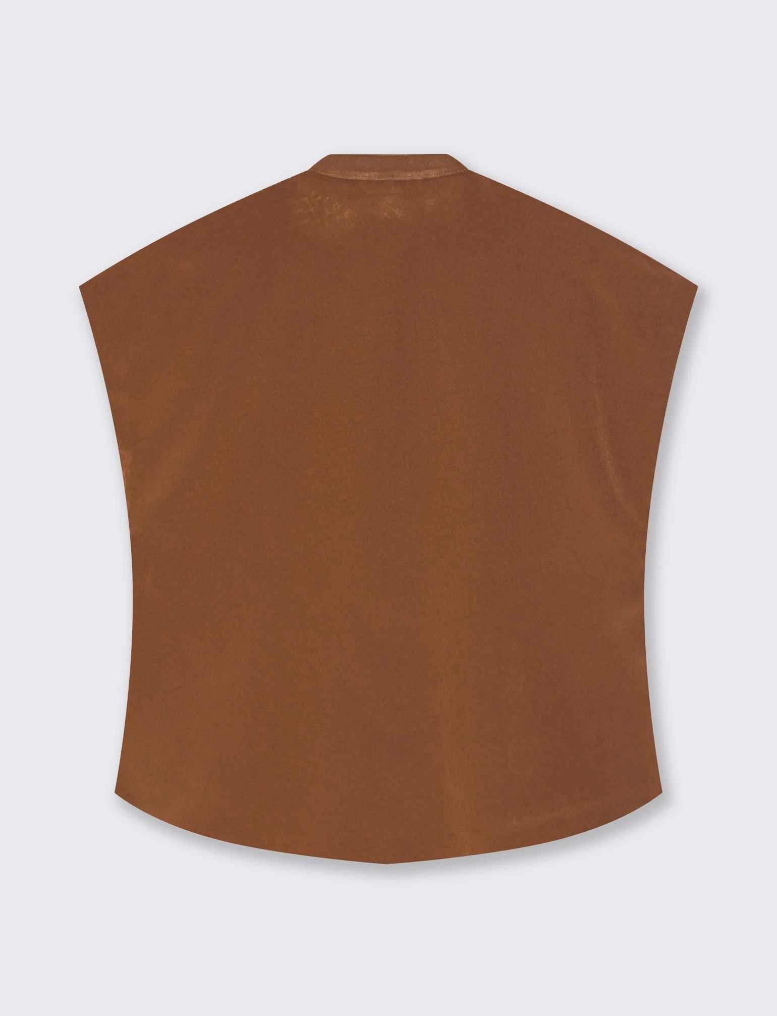 Blusa con colletto coreano e spacchi - Marrone tabacco - Image 2