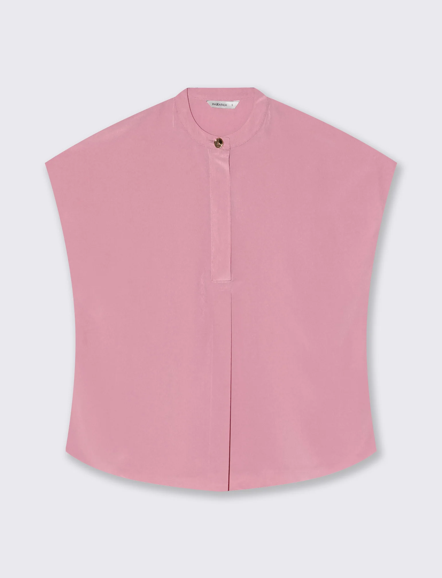 Blusa con colletto coreano e spacchi - Rosa polvere