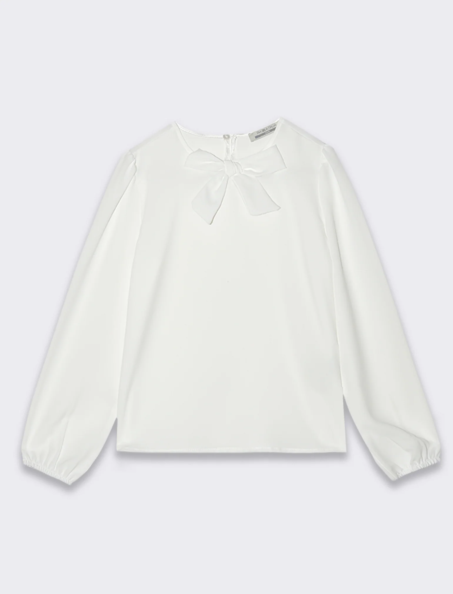 Blusa con fiocco da bambina. - Bianco - Image 3