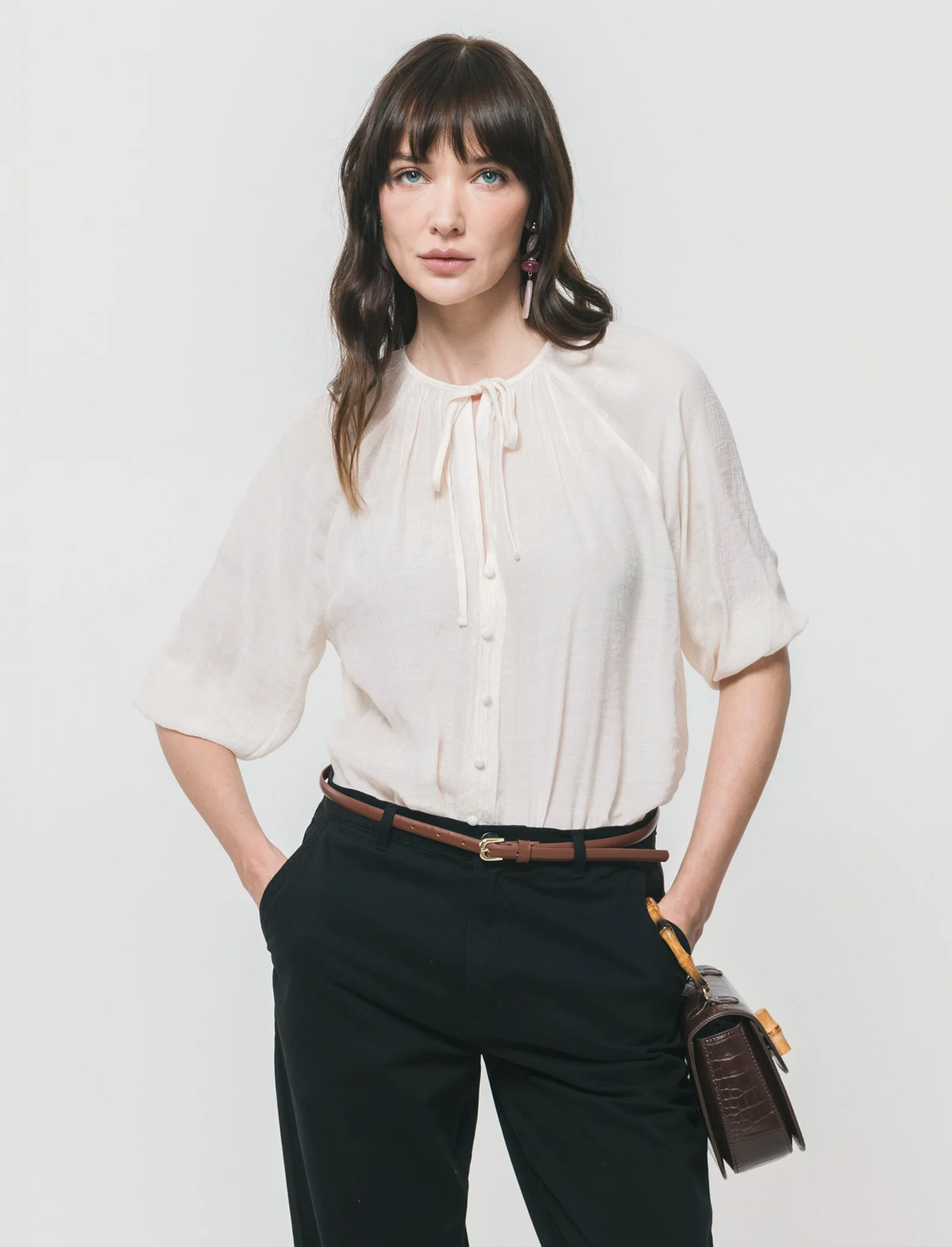 Blusa con Manica a 3/4 - Avorio - Image 4