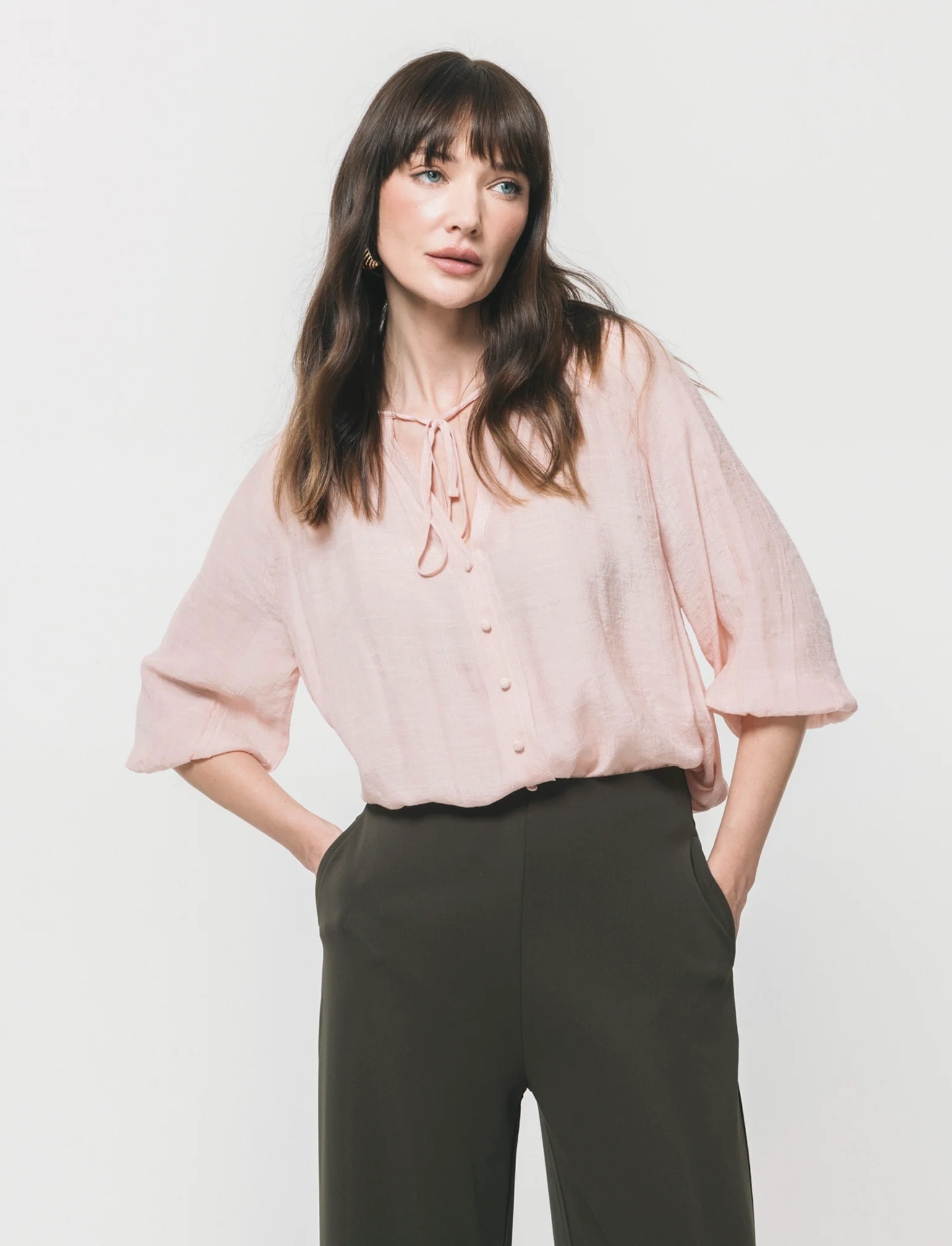 Blusa con Manica a 3/4 - Pesca - Image 3