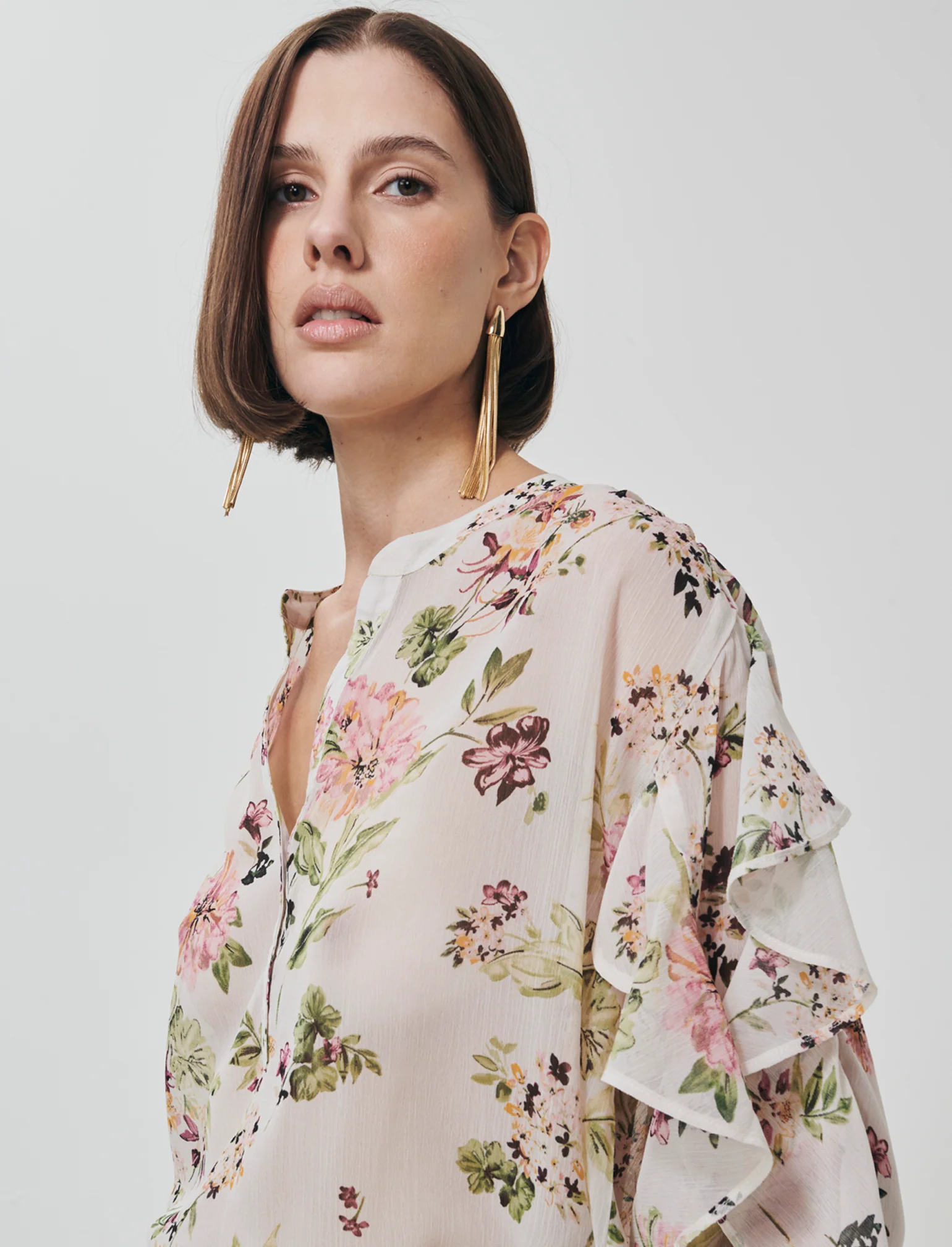 Blusa con rouches e scollo a V - var 1 - Image 2