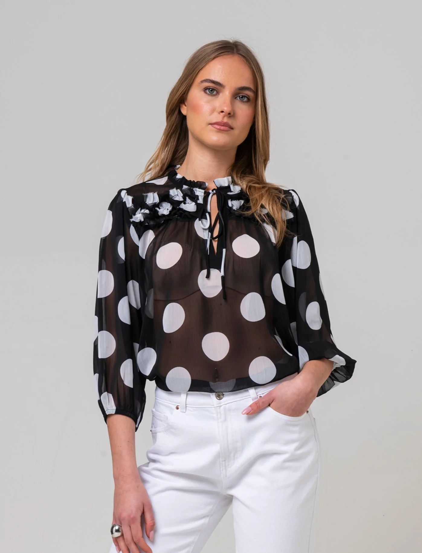 Blusa con ruches da donna - var 1 - Image 3