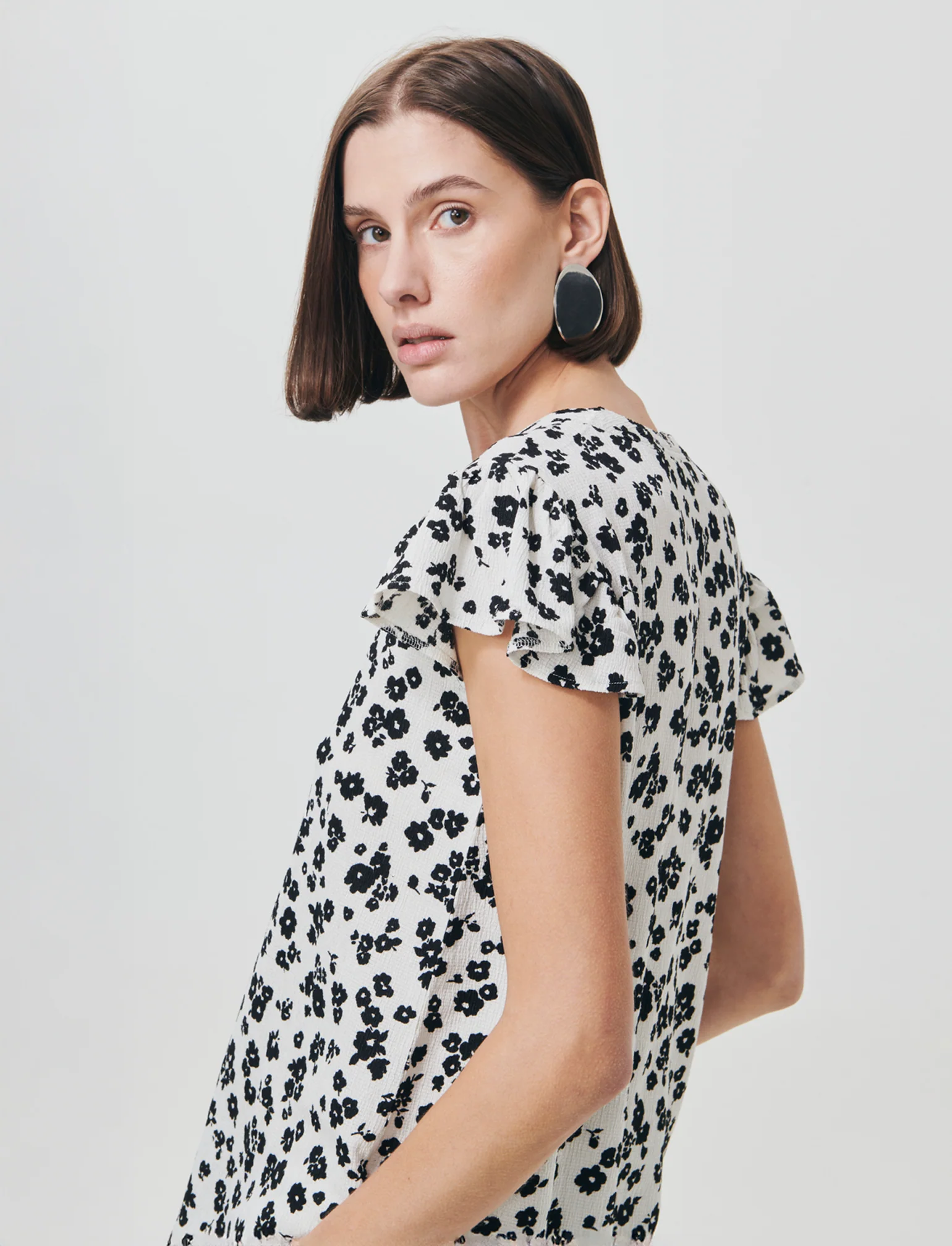 Blusa con scollo a V e rouches maniche - var 1 - Image 2