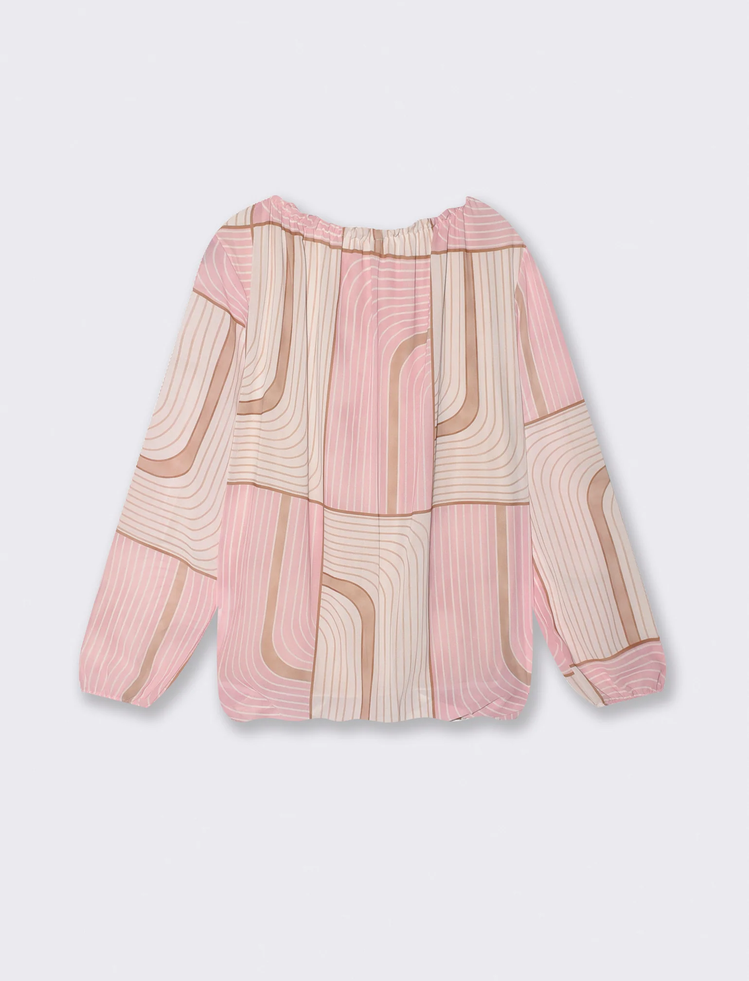 Blusa con stampa e fiocco sull'orlo - Rosa - Image 2
