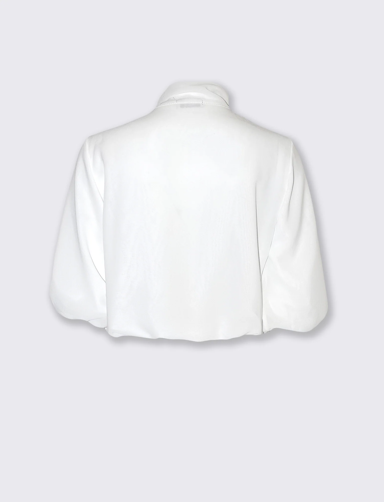Blusa cropped con fiocco e maniche 3/4 - Bianco latte - Image 2