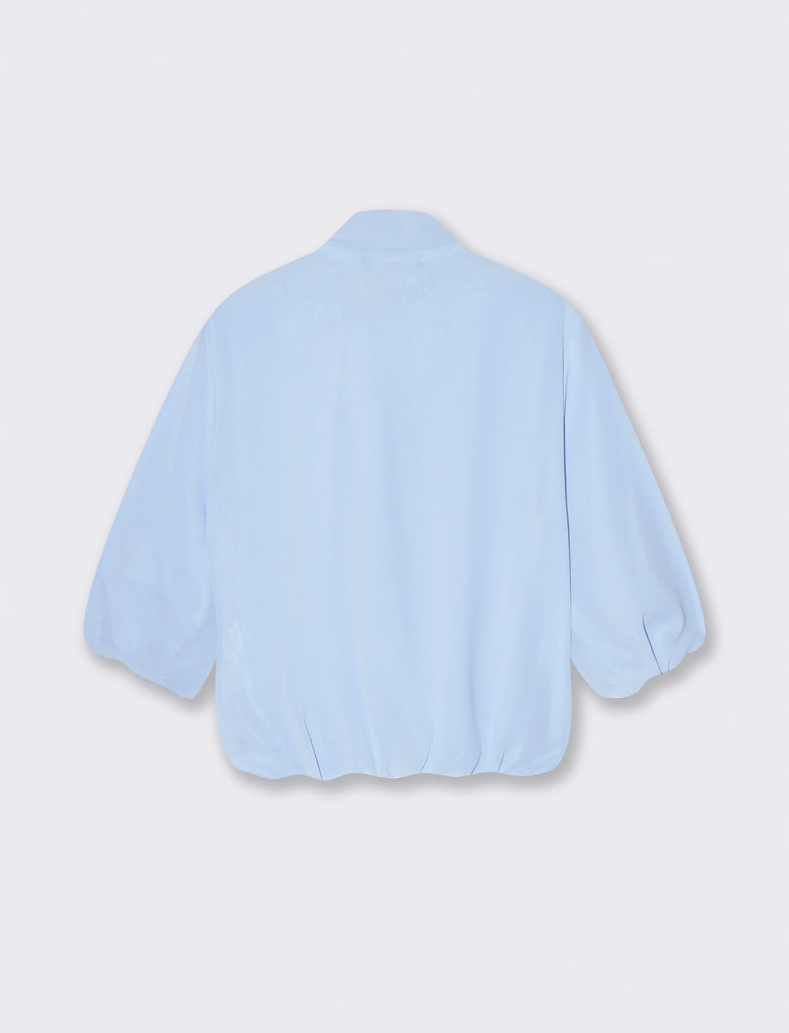 Blusa cropped con fiocco e maniche 3/4 - Celeste - Image 2