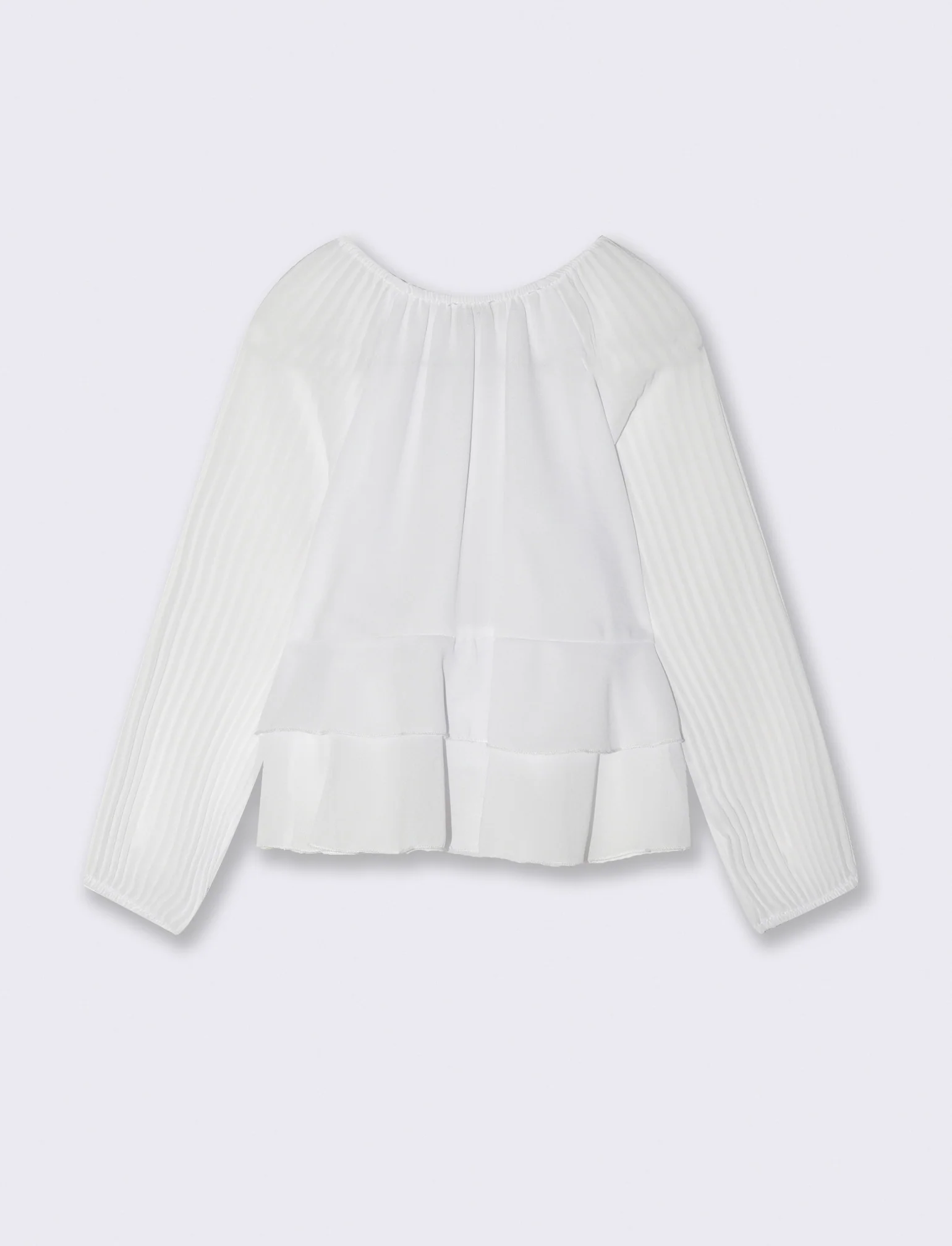 Blusa da bambina con maniche plissé. - Bianco - Image 2