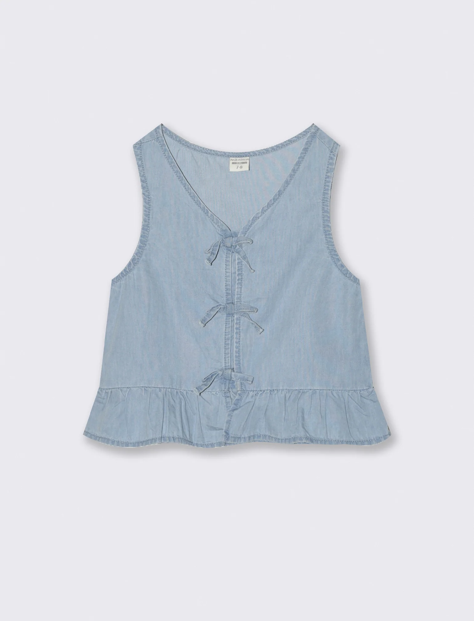 Blusa giromanica in chambray effetto lavato - Denim chiaro - Image 2
