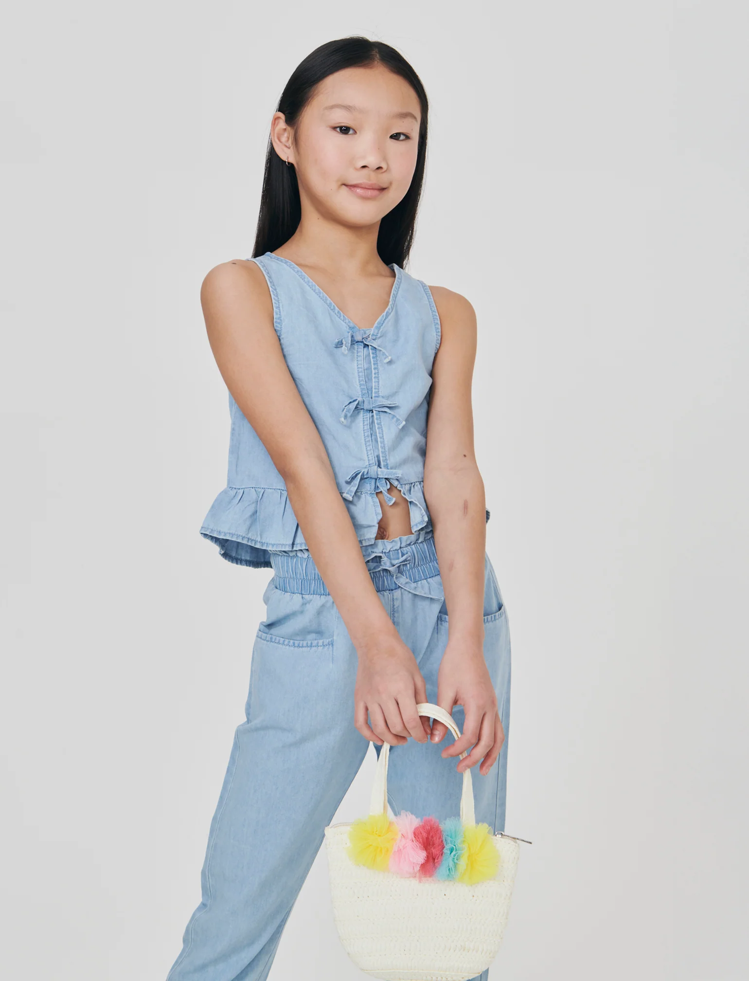 Blusa giromanica in chambray effetto lavato - Denim chiaro - Image 3