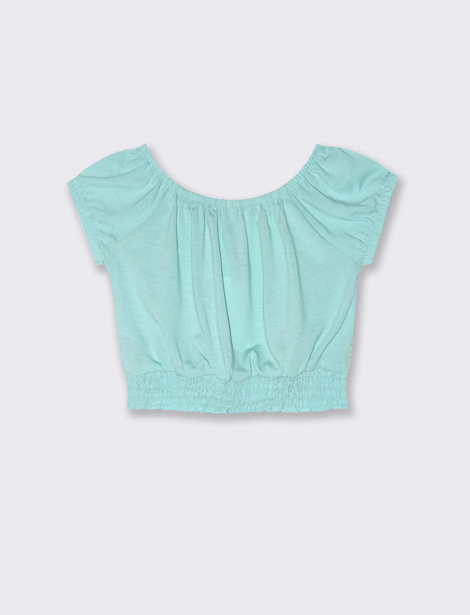 Blusa in jersey mezza manica da bambina - Verde acqua - Image 2