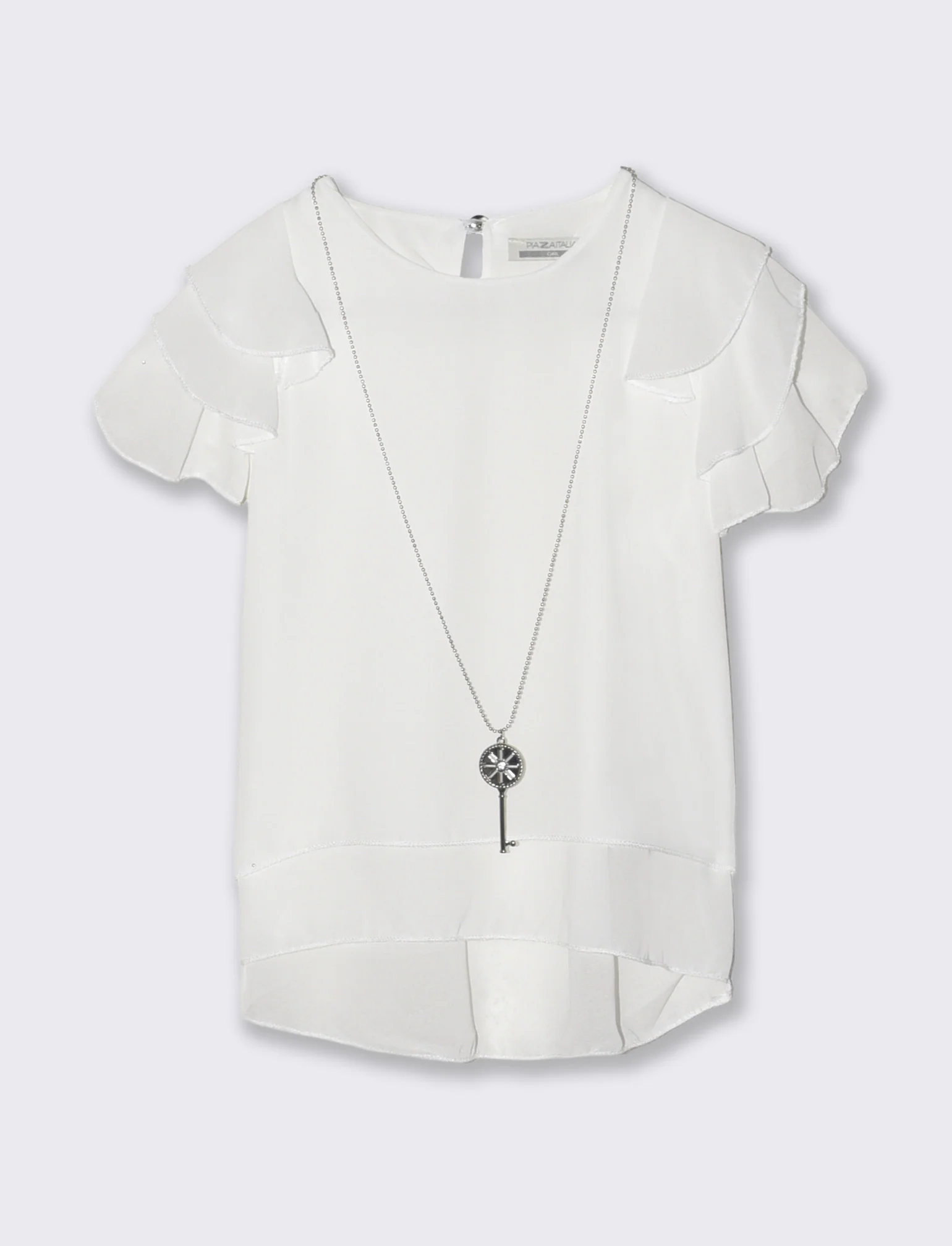 Blusa in tessuto leggero da bambina. - Bianco - Image 2