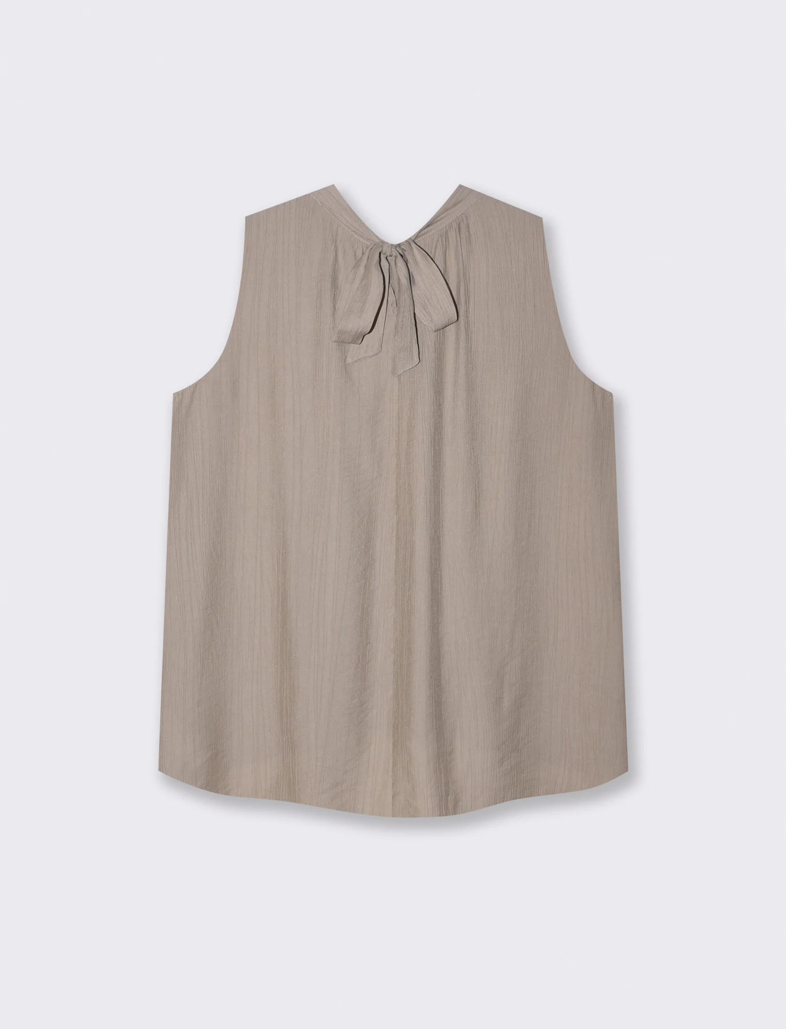 Blusa smanicata con pieghe centrali - Grigio fango - Image 2