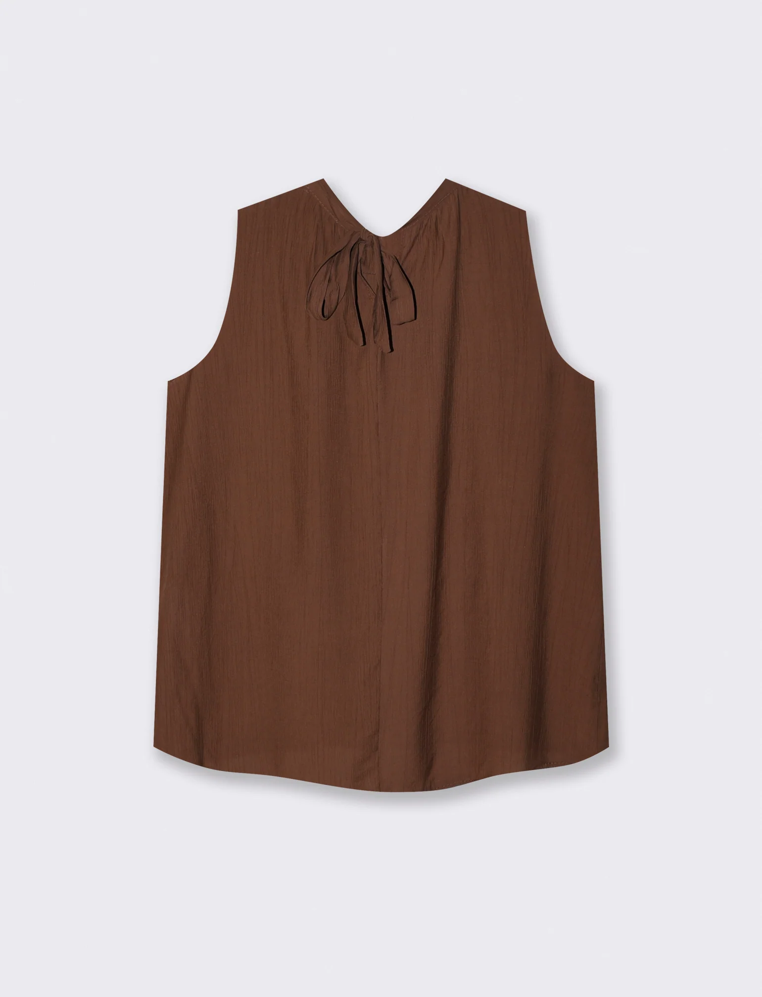 Blusa smanicata con pieghe centrali - Marrone tabacco - Image 2