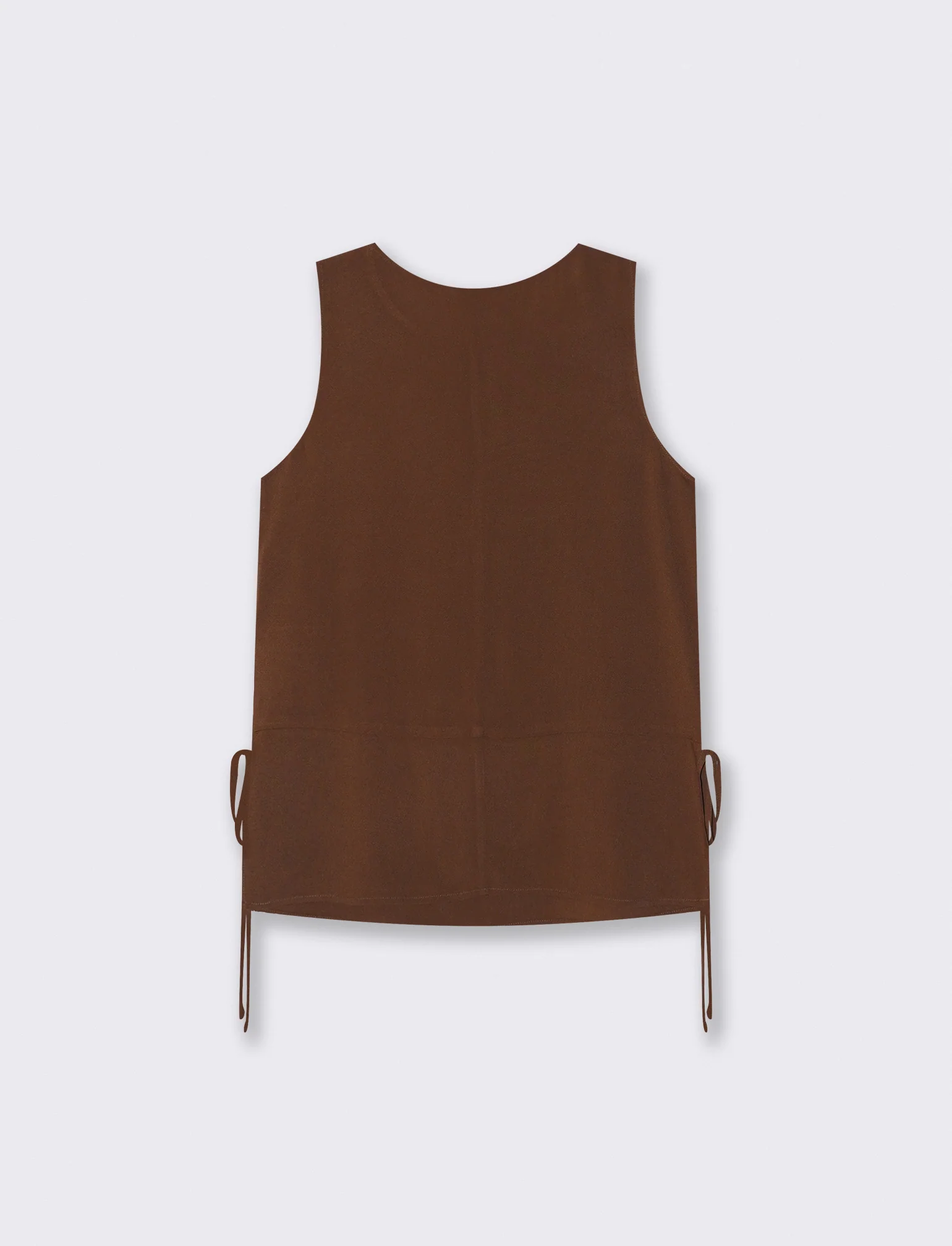 Blusa Smanicata con Sacchi e Laccetti - Marrone tabacco - Image 2