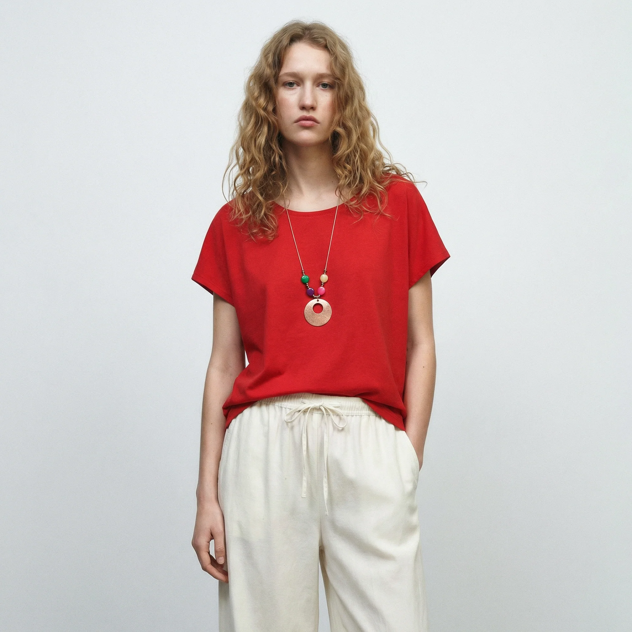 Blusa T con manica e scollo rotondo - Rosso - Image 4