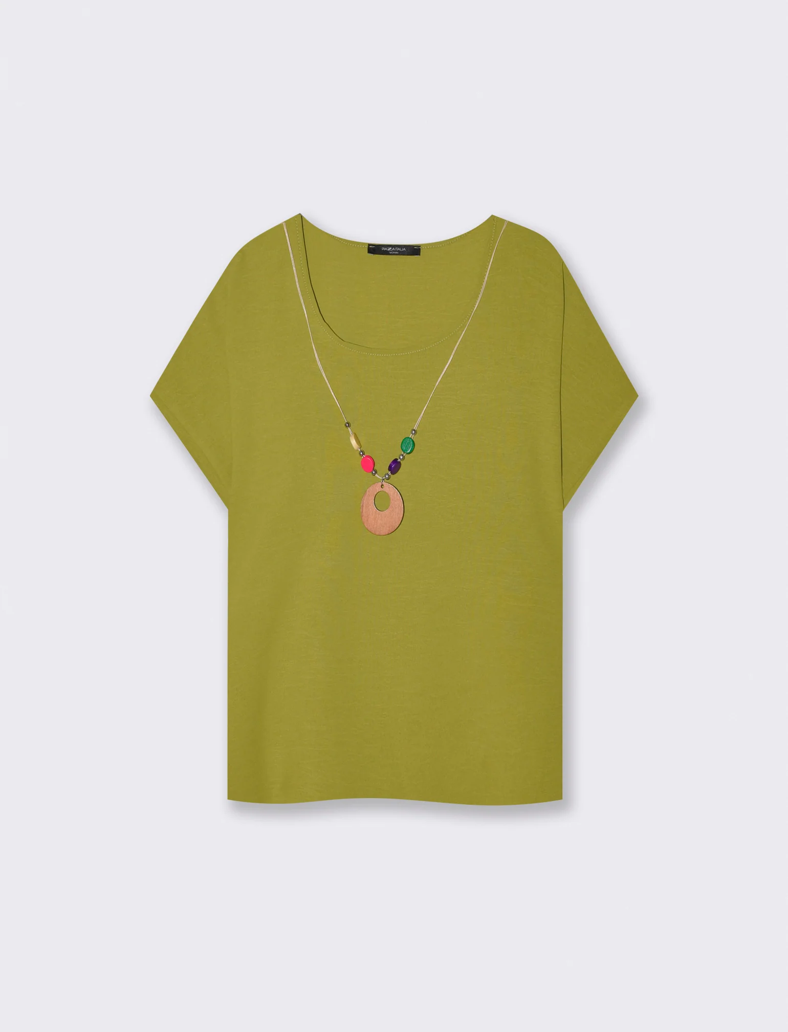 Blusa T con manica e scollo rotondo - Verde pistacchio