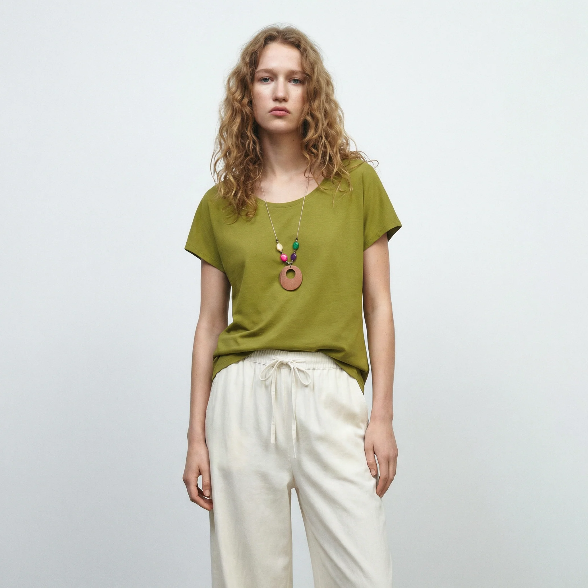 Blusa T con manica e scollo rotondo - Verde pistacchio - Image 3