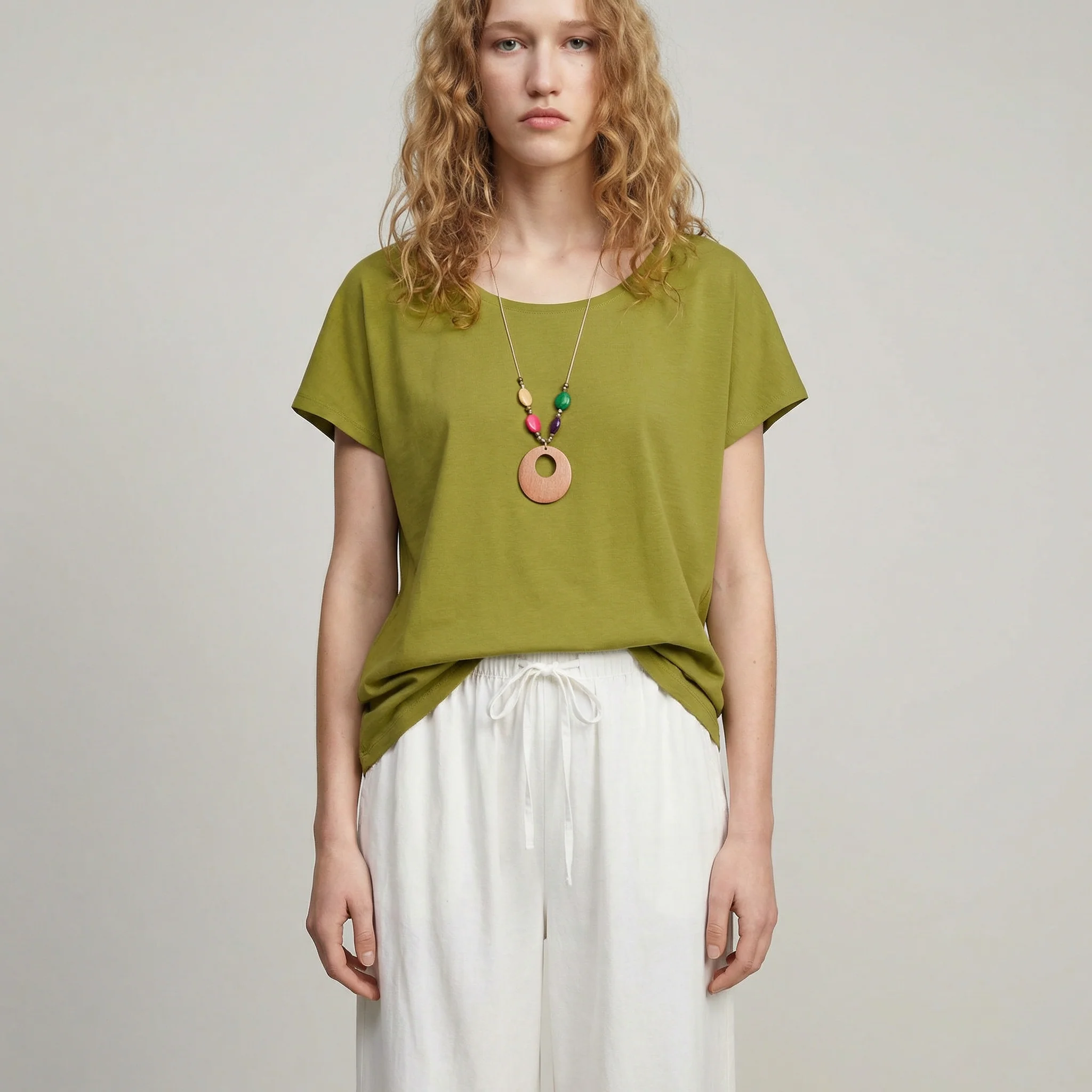 Blusa T con manica e scollo rotondo - Verde pistacchio - Image 4
