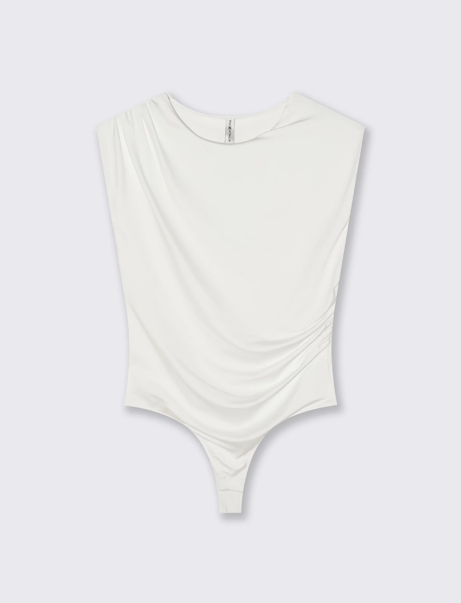 Body con arriccio su fianchi e spalle - Bianco latte - Image 4