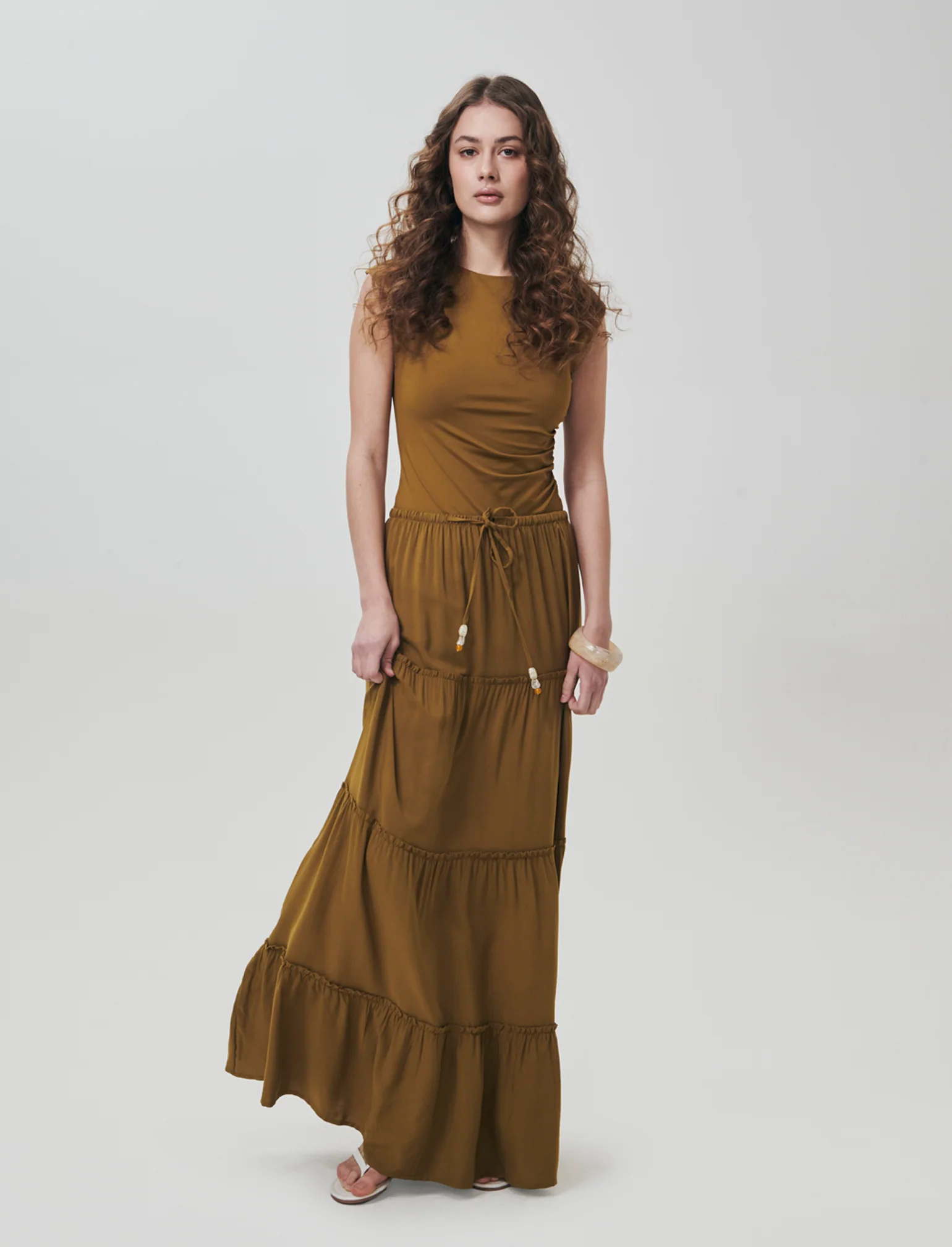 Body con arriccio su fianchi e spalle - Verde oliva - Image 3