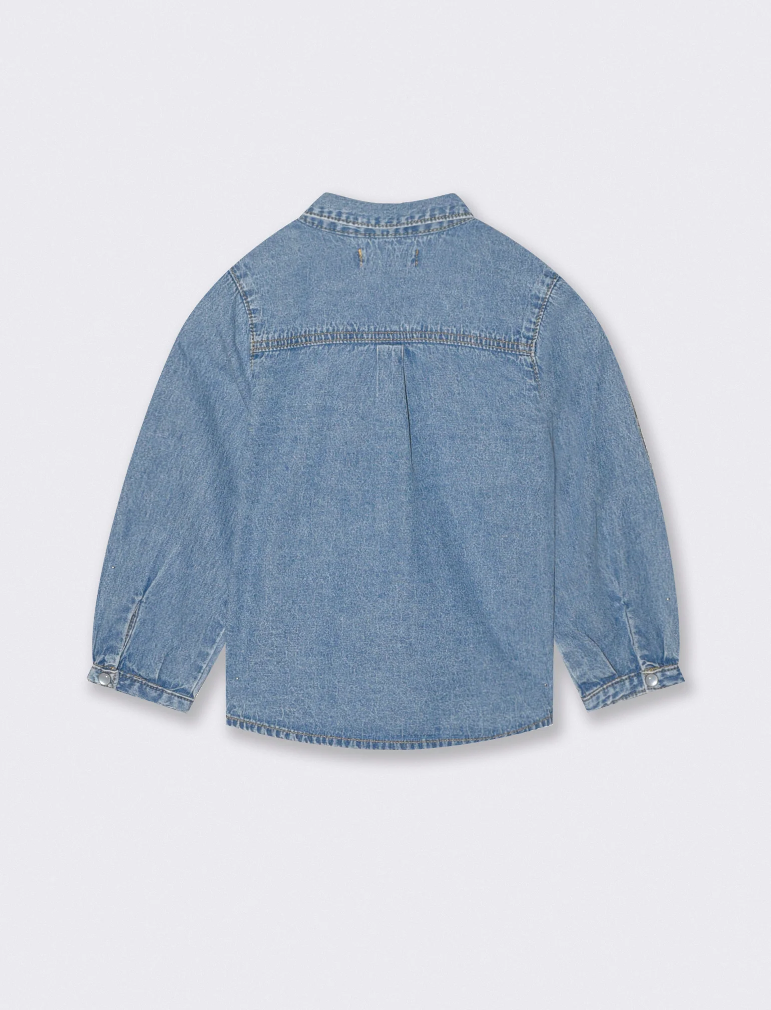 Body con colletto e maniche lunghe ricamato - Denim - Image 2