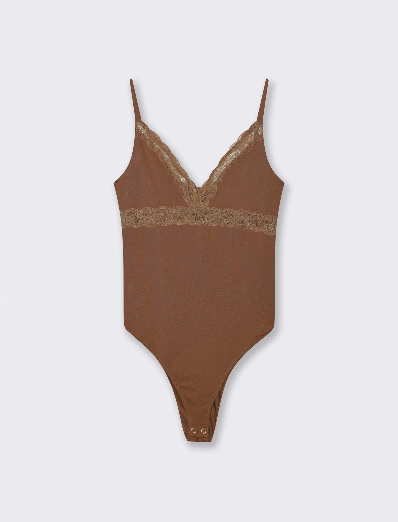 BODY CON INSIERTI IN PIZZO - Marrone tabacco