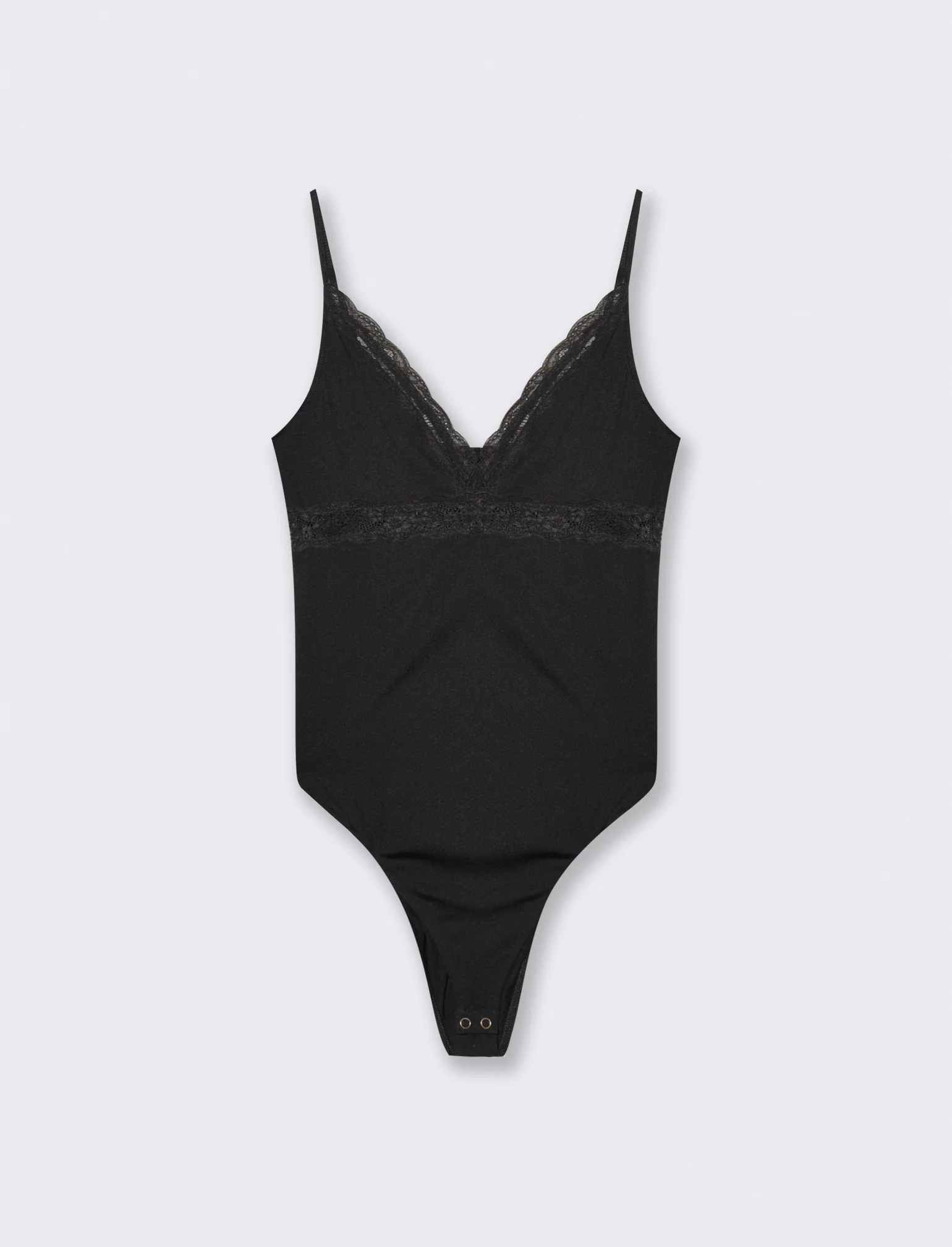 BODY CON INSIERTI IN PIZZO - Nero