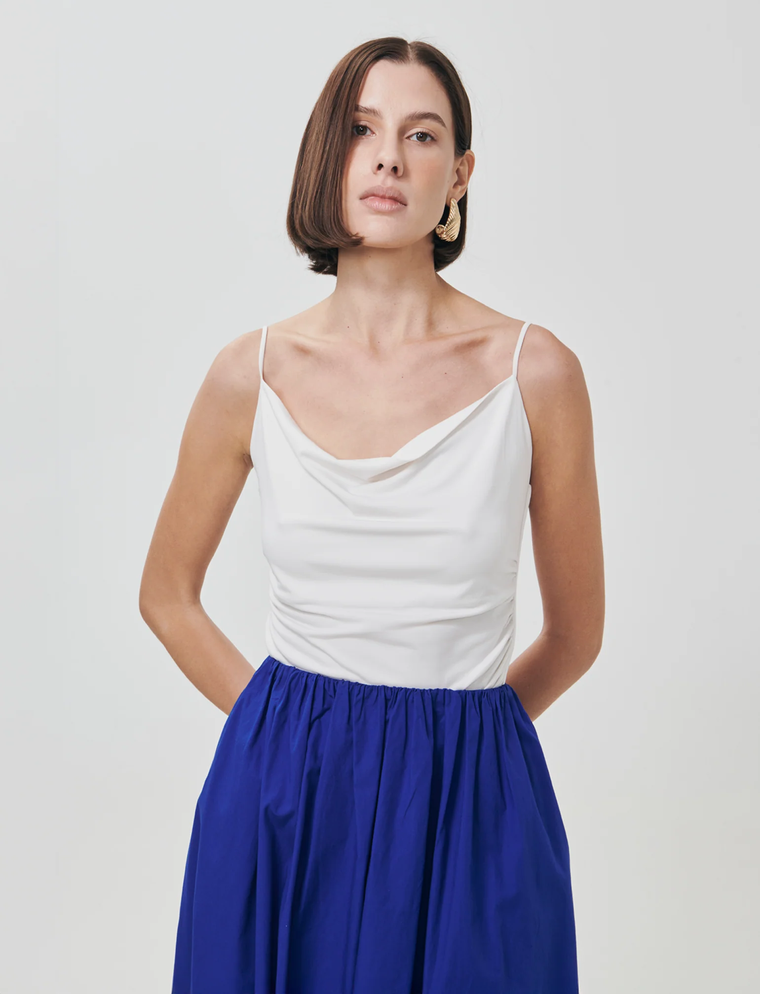 Body con spalline e scollo morbido - Avorio - Image 3