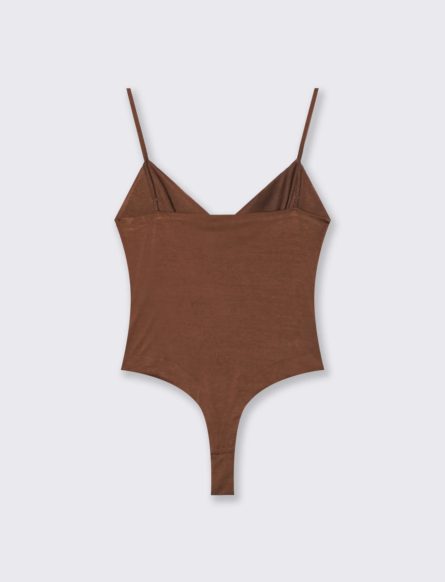 Body con spalline e scollo morbido - Marrone cioccolato